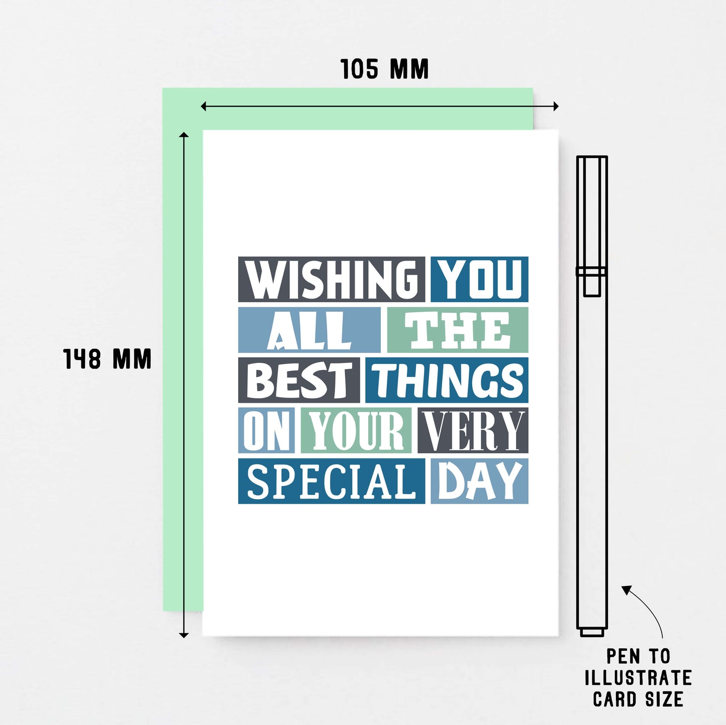 Best Things Greeting Card by SixElevenCreations. Reads Wishing you all the best things on your very special day. Product Code SE0017A6