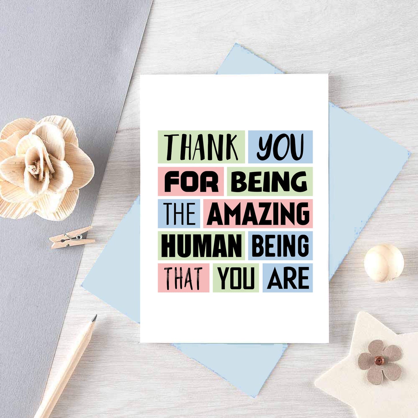 Thank You Card by SixElevenCreations. Reads Thank you for being the amazing human being that you are. Product Code SE0206A6