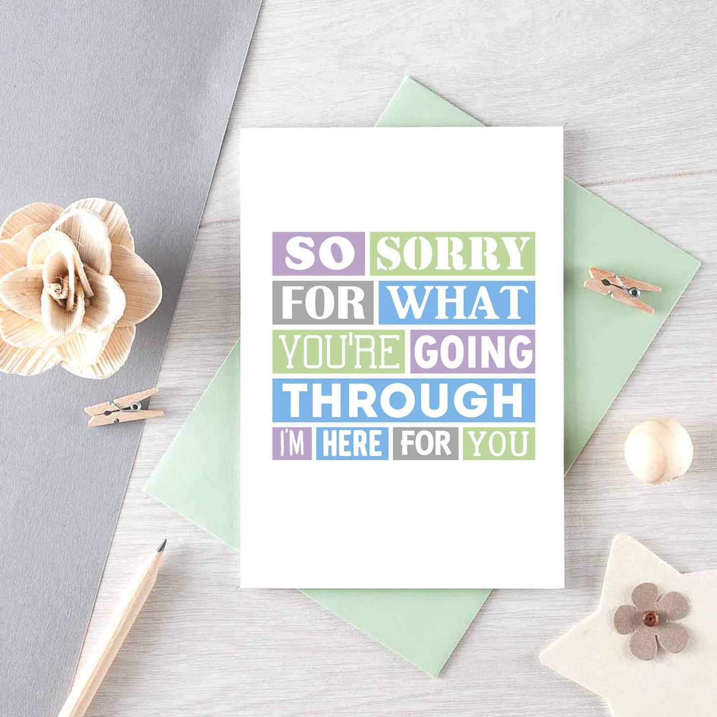Thinking Of You Card by SixElevenCreations. Reads So sorry for what you're going through. I'm here for you. Product Code SE0186A6