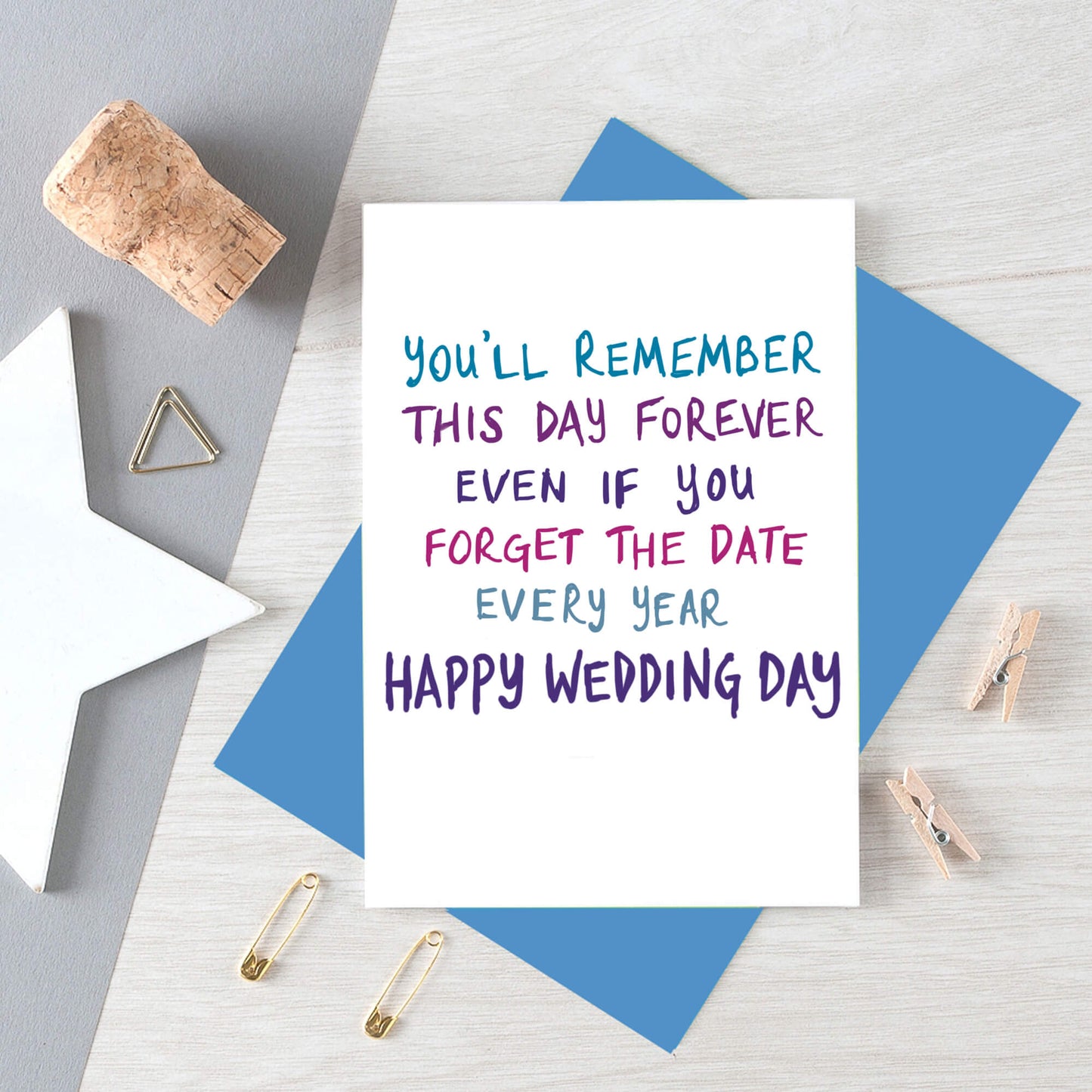 Wedding Day Card by SixElevenCreations. Reads You'll remember this day forever even if you forget the date every year. Happy wedding day. Product Code SE1007A6