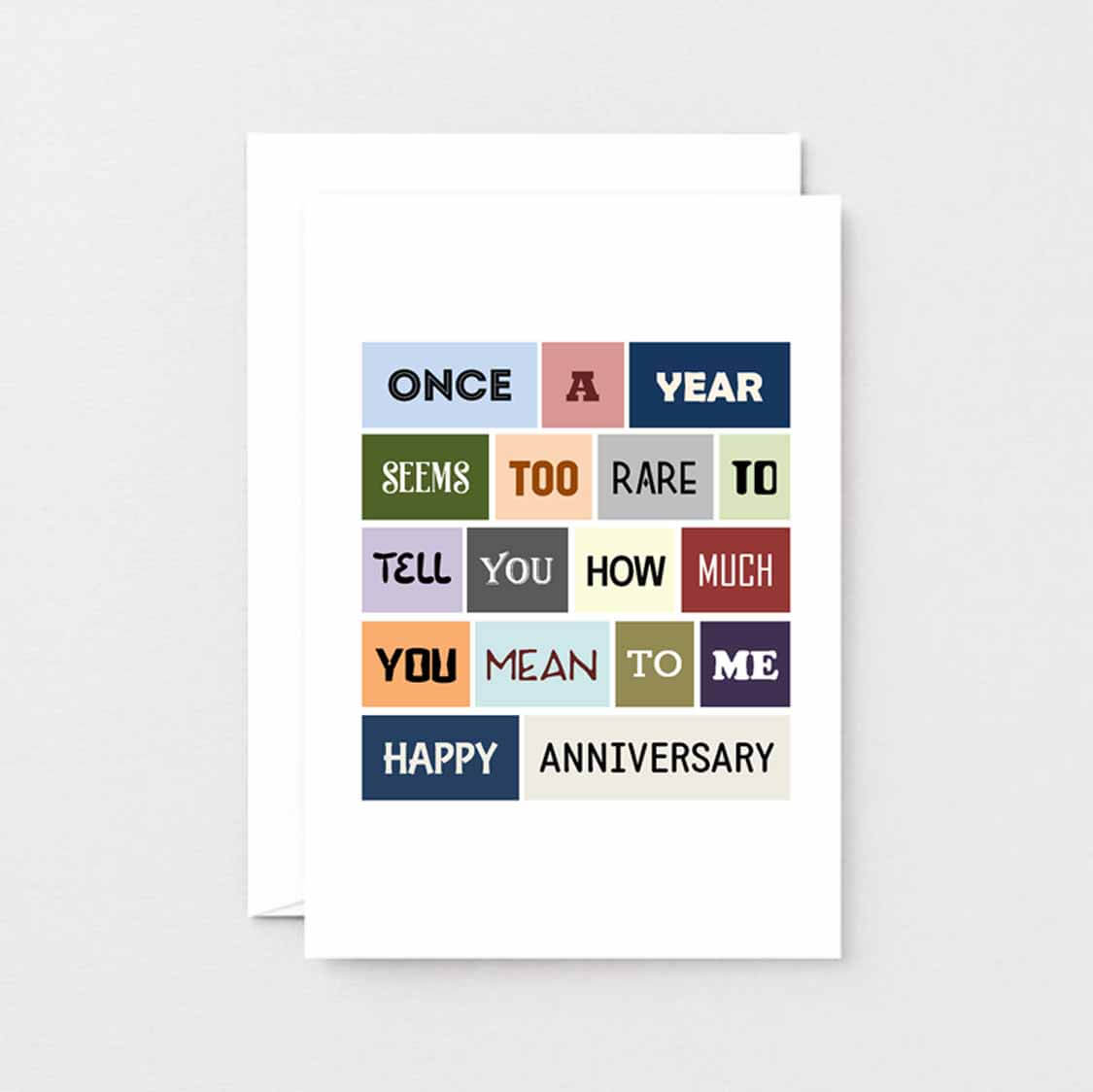 Anniversary Card by SixElevenCreations. Reads Once a year seems too rare to tell you how much you mean to me. Happy Anniversary. Product Code SE0046A6