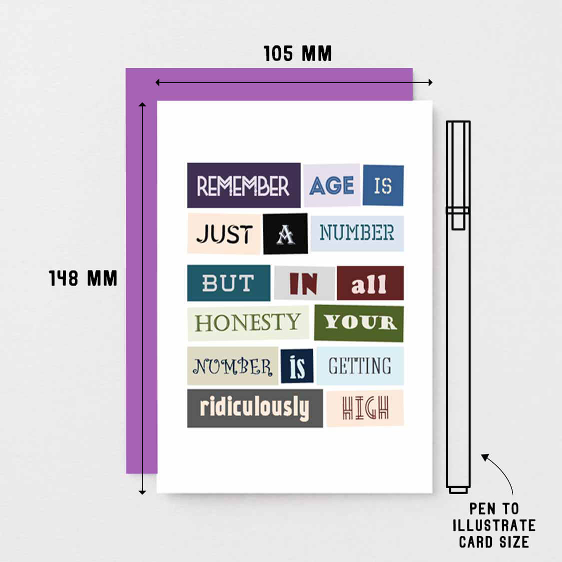 Funny Birthday Card by SixElevenCreations. Reads Remember age is just a number but in all honesty your number is getting ridiculously high. Product Code SE0076A6