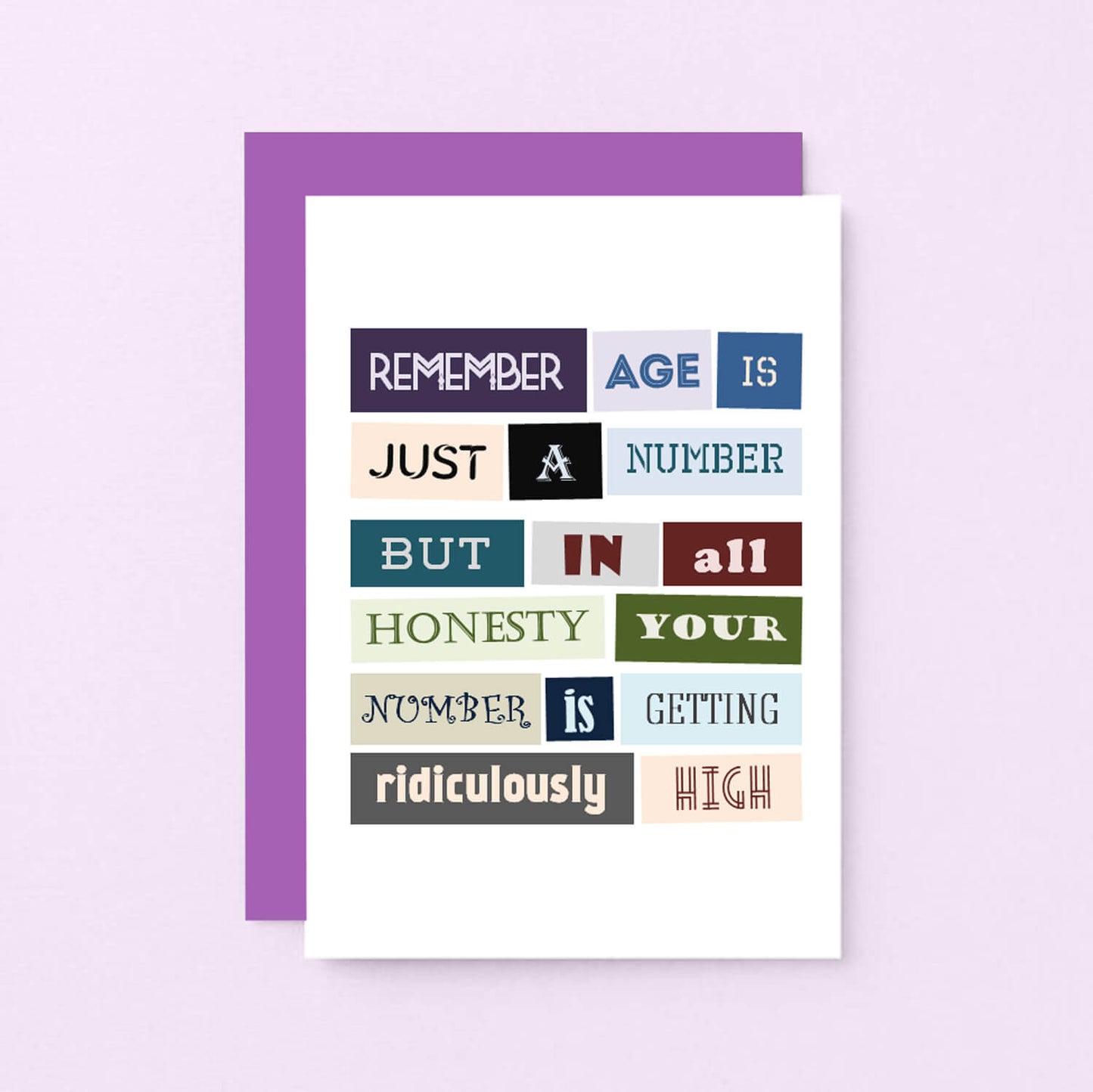 Funny Birthday Card by SixElevenCreations. Reads Remember age is just a number but in all honesty your number is getting ridiculously high. Product Code SE0076A6