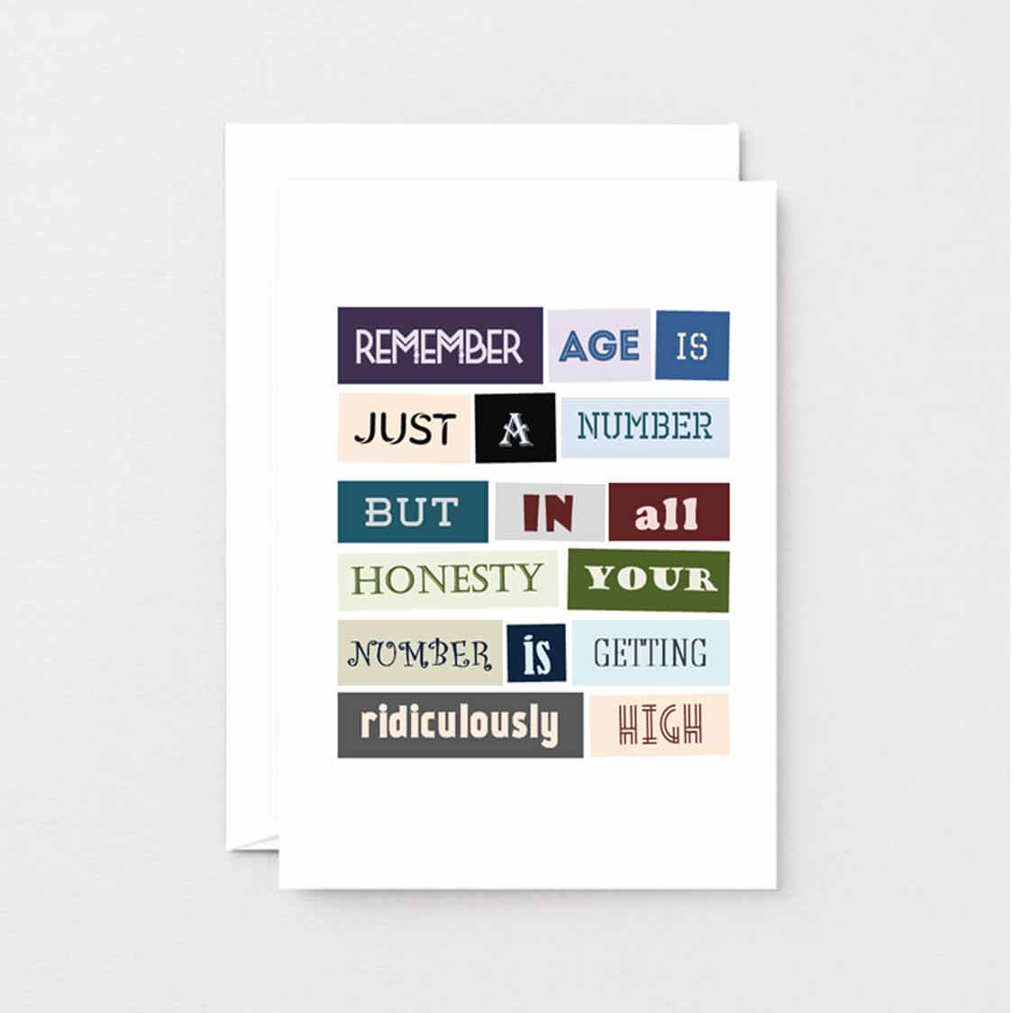Funny Birthday Card by SixElevenCreations. Reads Remember age is just a number but in all honesty your number is getting ridiculously high. Product Code SE0076A6