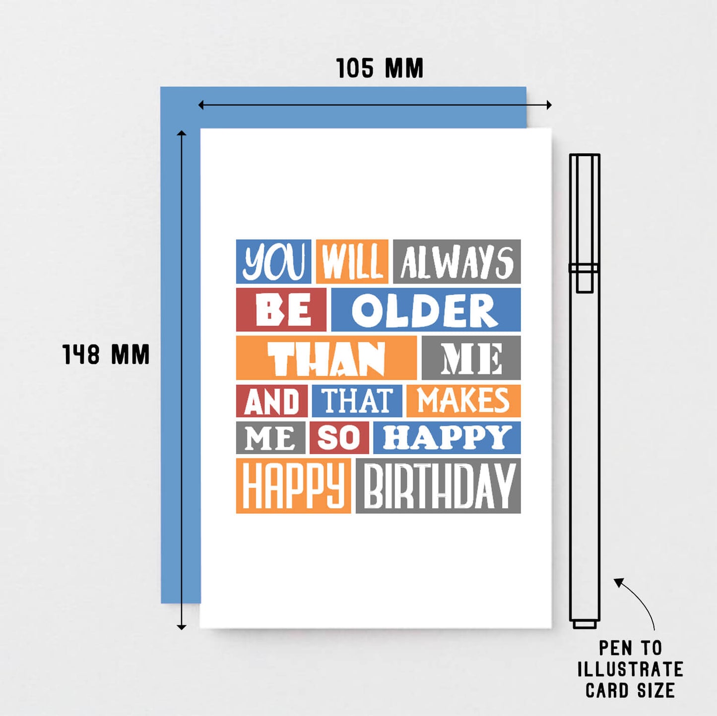 Birthday Card by SixElevenCreations. Reads You will always be older than me and that makes me so happy. Happy birthday. Product Code SE0273A6