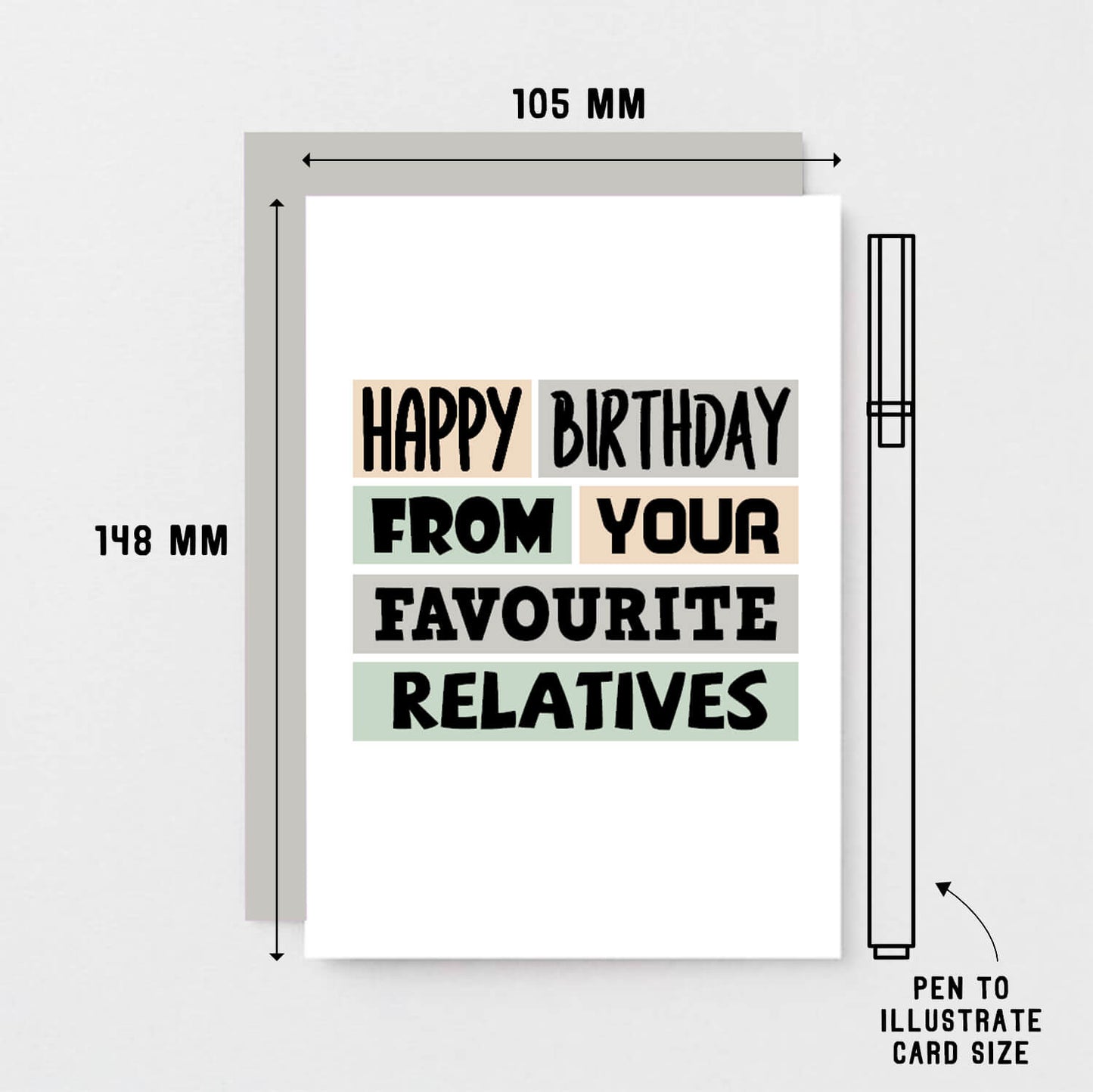 Birthday Card by SixElevenCreations. Reads Happy birthday from your favourite relatives. Product Code SE0315A6