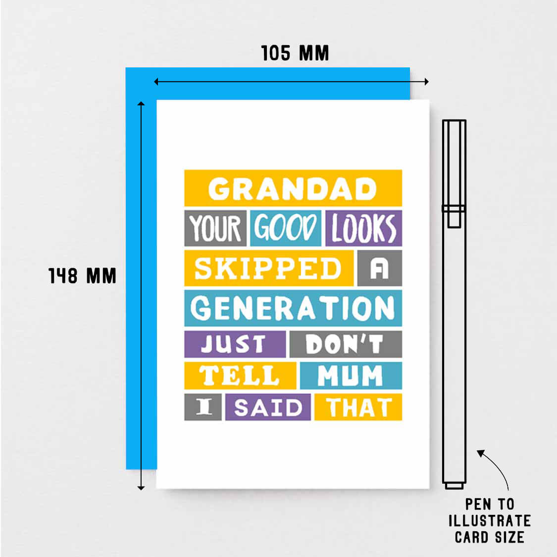 Cheeky Grandad Card by SixElevenCreations. Reads Grandad Your good looks skipped a generation. Just don't tell mum I said that. Product Code SE0138A6