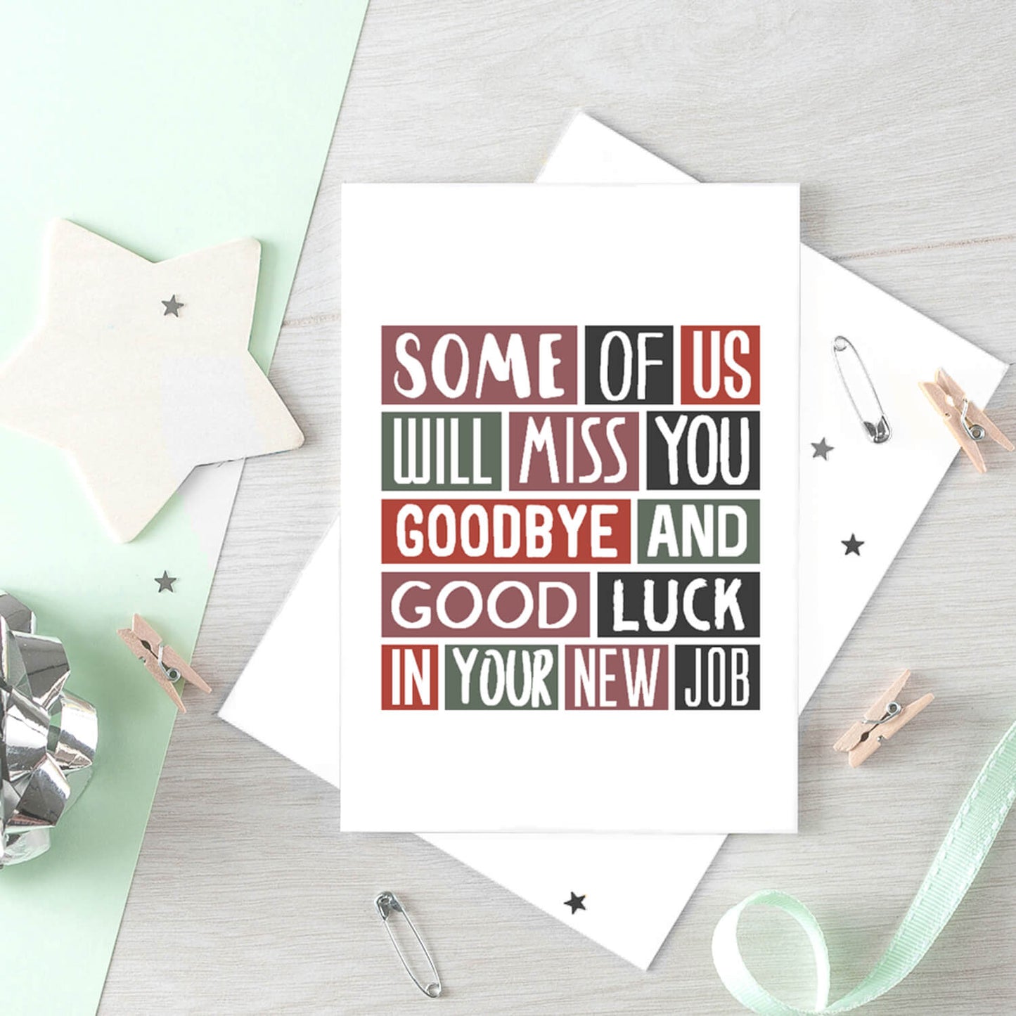 Large New Job Card by SixElevenCreations. Reads Some of us will miss you. Goodbye and good luck in your new job. Product Code SE0317A5