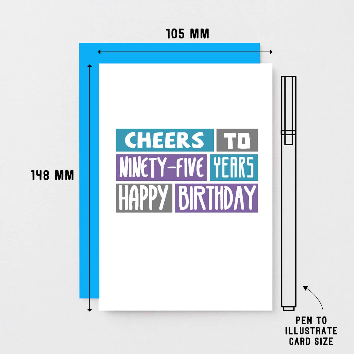 95th Birthday Card by SixElevenCreations. Reads Cheers to ninety-five years Happy birthday. Product Code SE0297A6