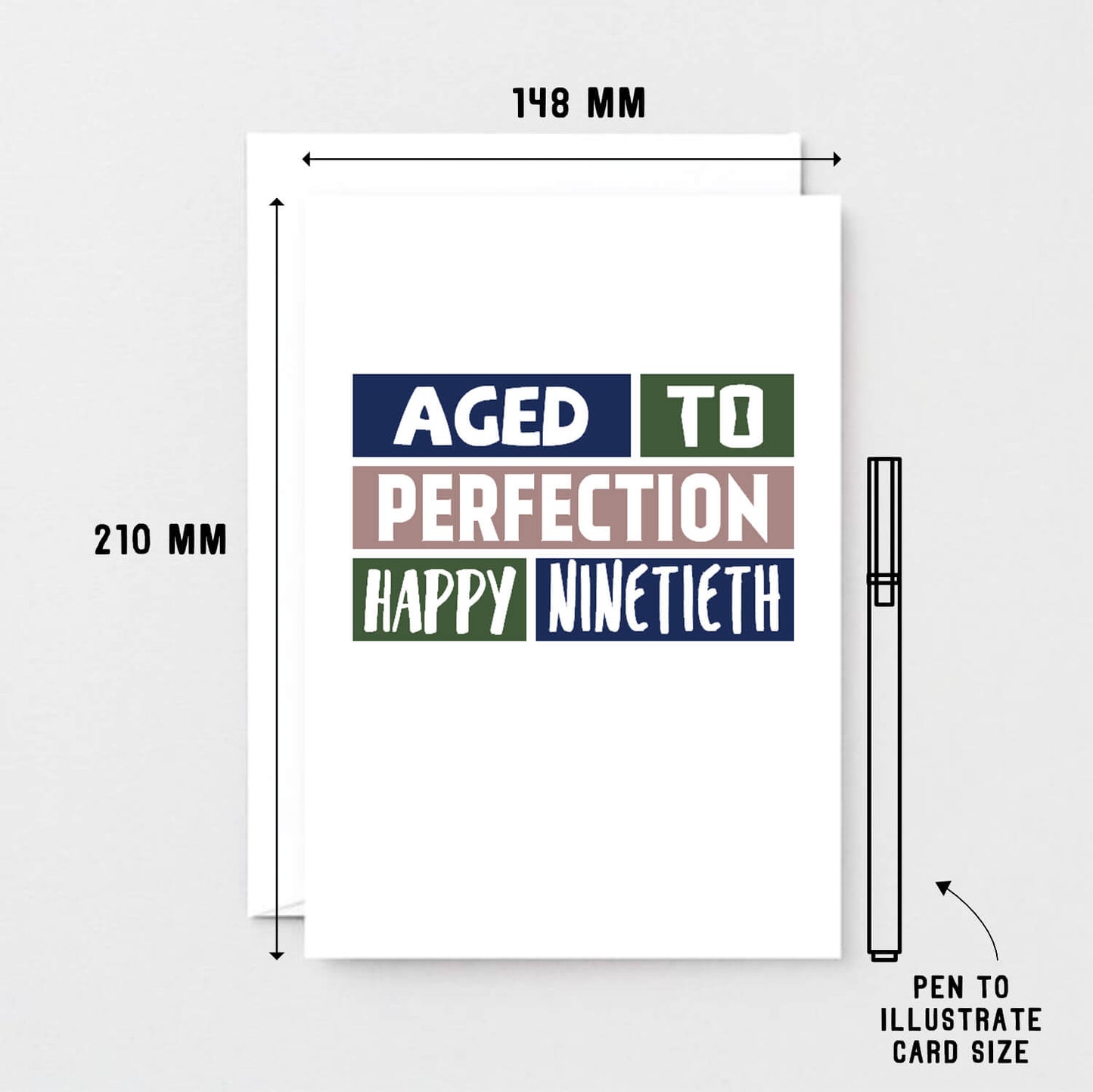 Big 90th Birthday Card by SixElevenCreations. Reads Aged to perfection. Happy Ninetieth. Product Code SE0254A5