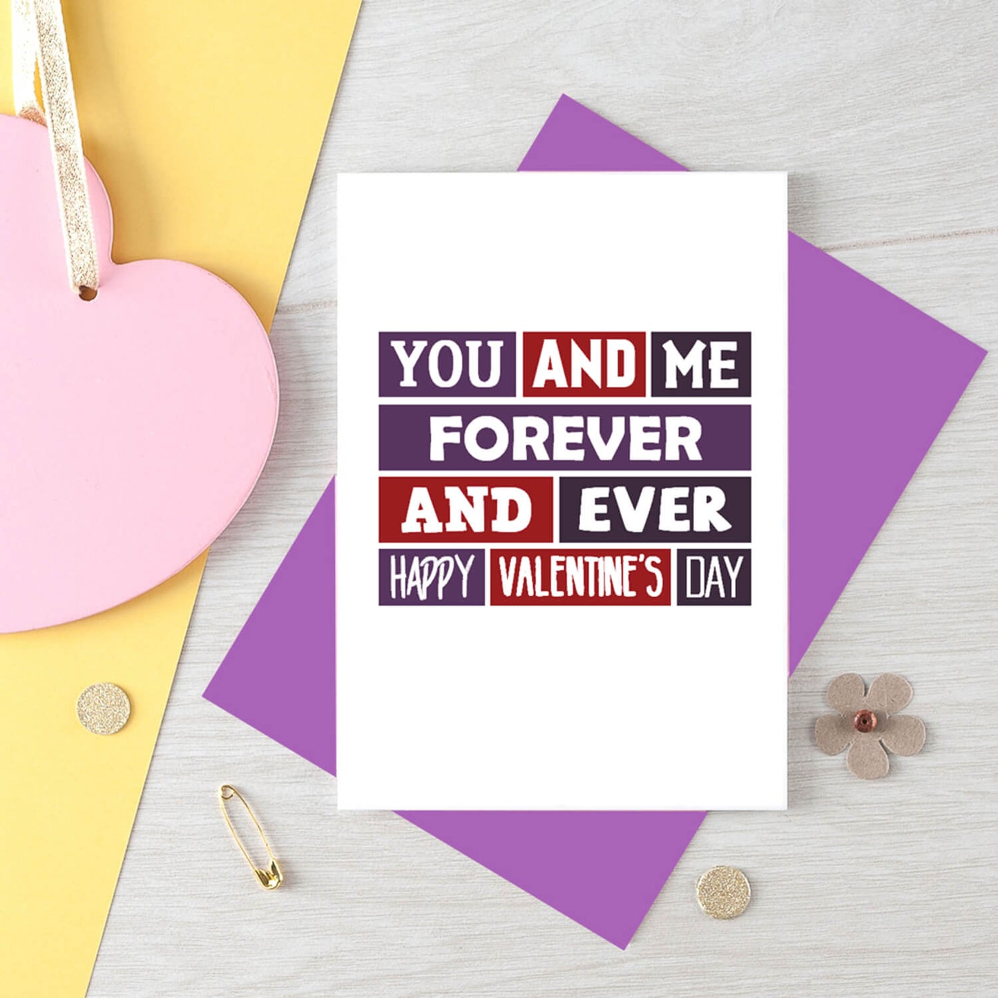 Valentine Card by SixElevenCreations. Card reads You and me Forever and ever. Happy Valentine's Day. Product Code SEV0017A6
