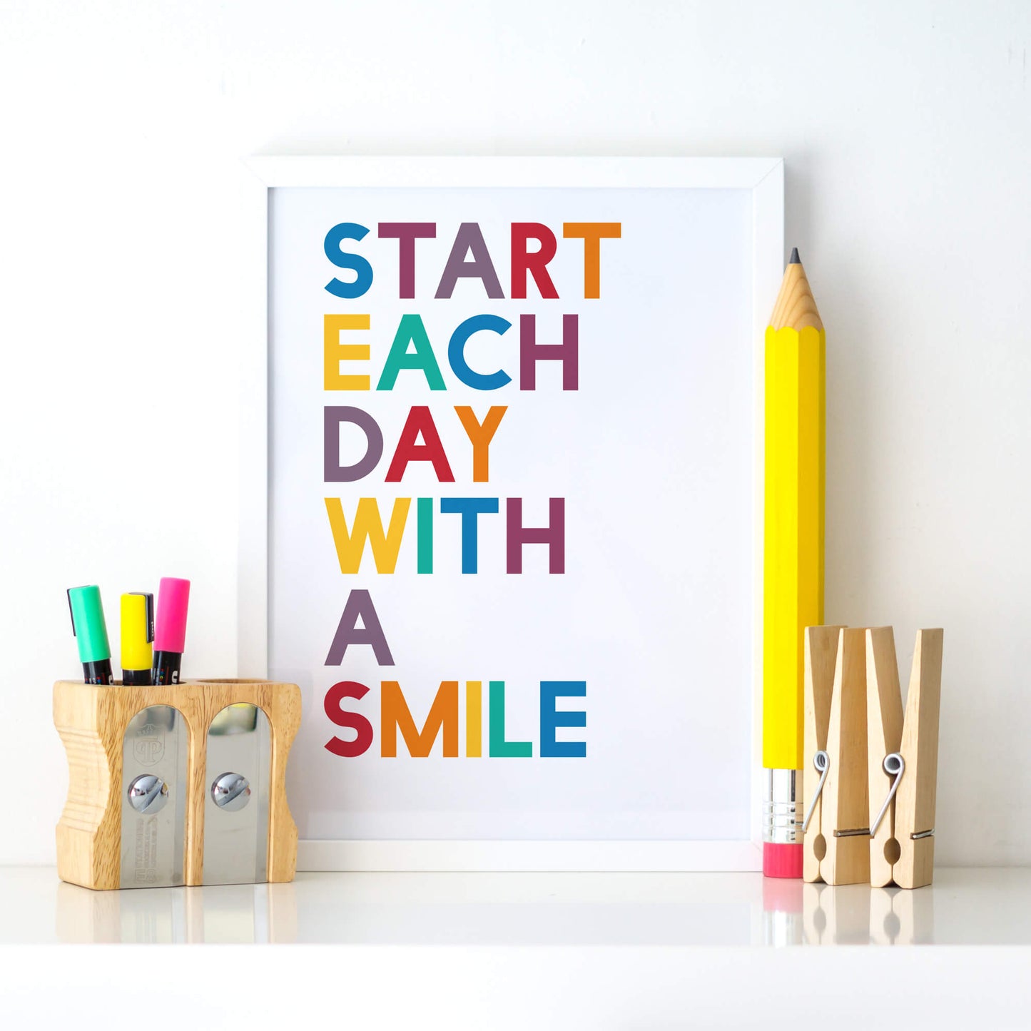 Start Each Day With A Smile Wallprint by SixElevenCreations. Product Code SEP0212