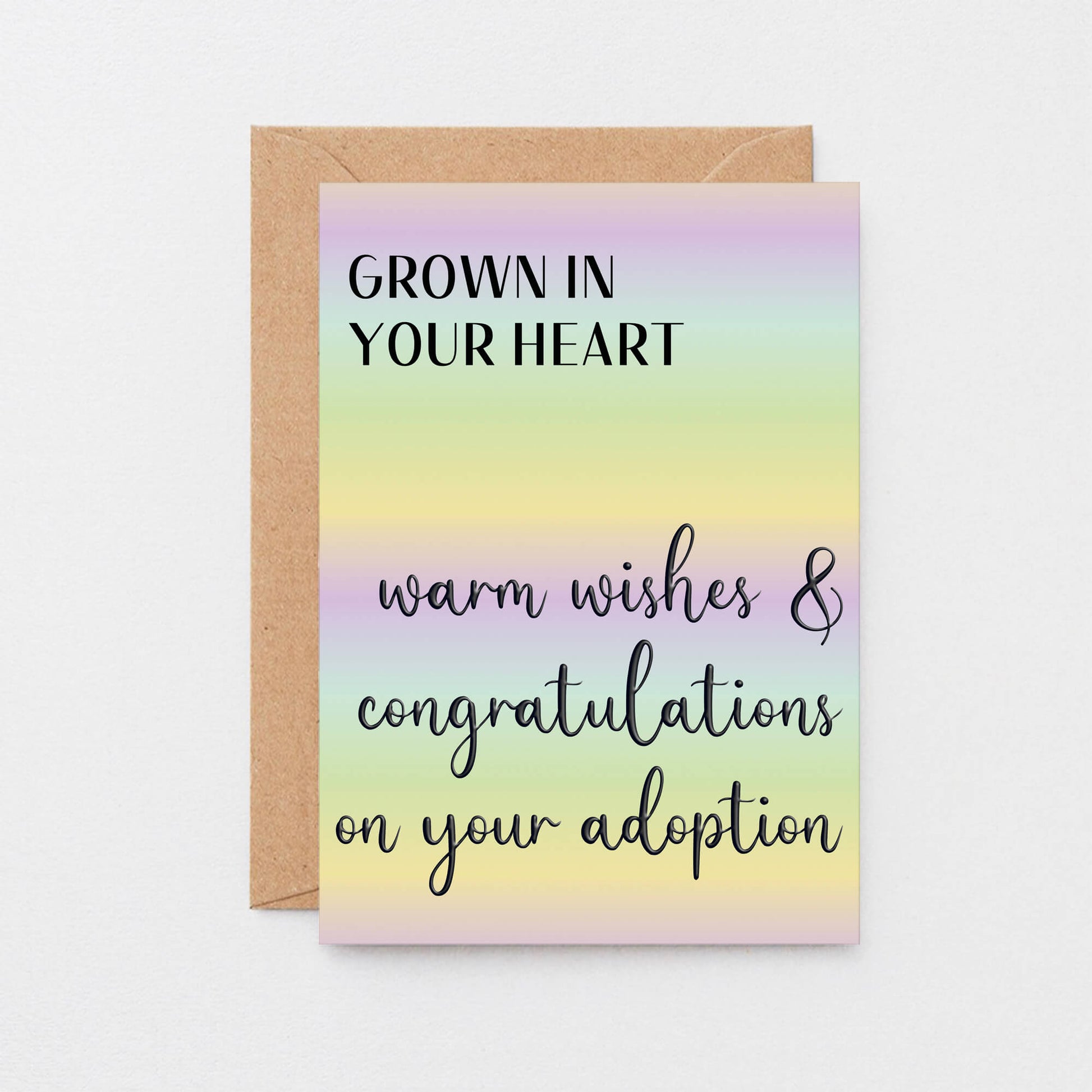 Adoption Card by SixElevenCreations. Reads Grown in your heart. Warm wishes and congratulations on your adoption. Product Code SE0552A6