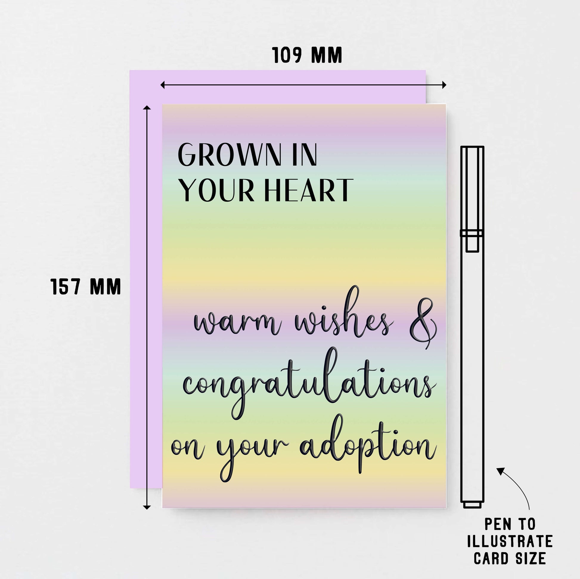 Adoption Card by SixElevenCreations. Reads Grown in your heart. Warm wishes and congratulations on your adoption. Product Code SE0552A6