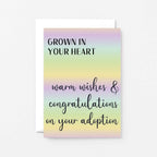 Adoption Card by SixElevenCreations. Reads Grown in your heart. Warm wishes and congratulations on your adoption. Product Code SE0552A6