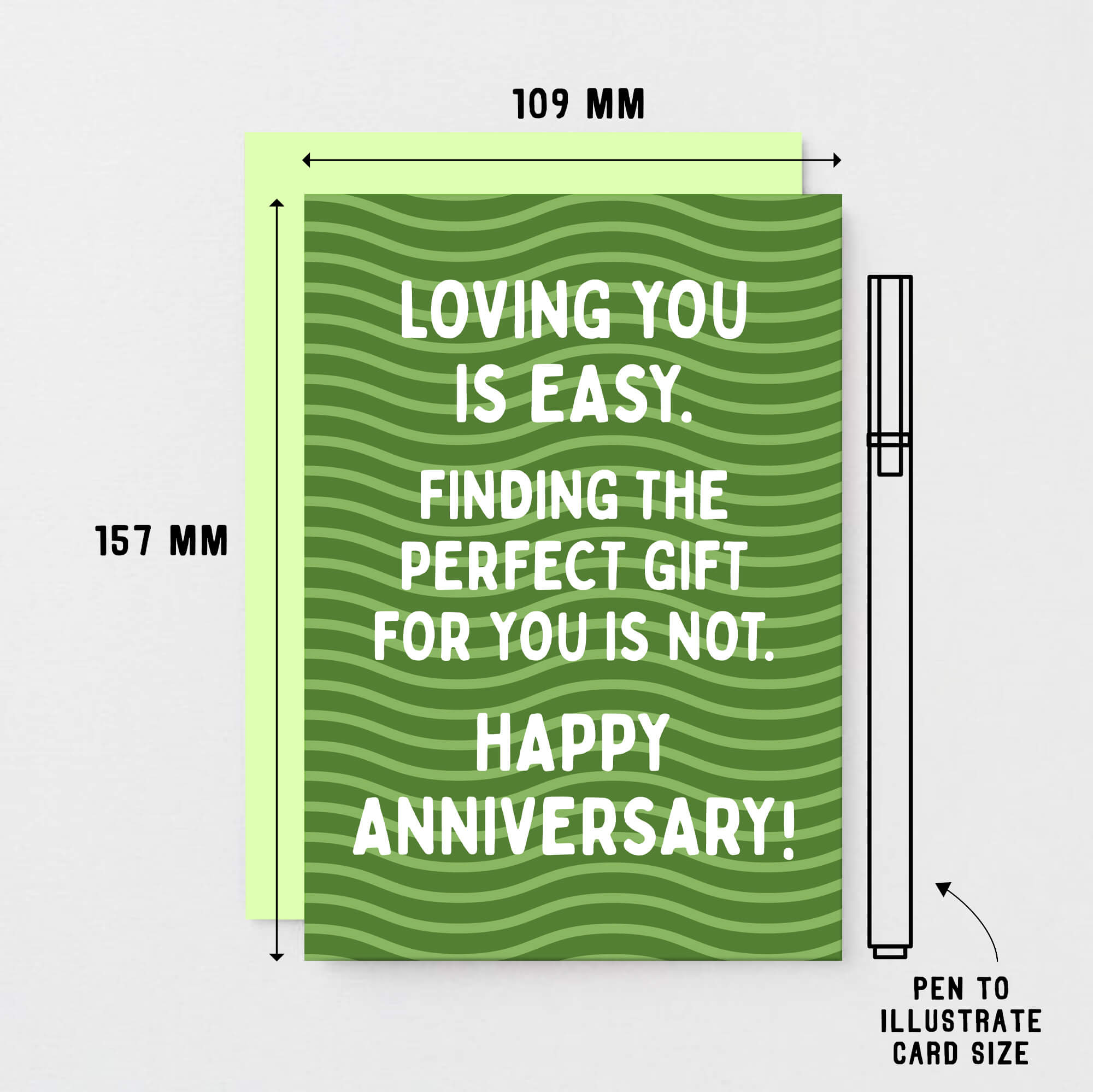Anniversary Card by SixElevenCreations. Reads Loving you is easy. Finding the perfect gift for you is not. Happy Anniversary! Product Code SE1602A6