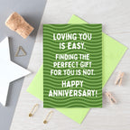 Anniversary Card by SixElevenCreations. Reads Loving you is easy. Finding the perfect gift for you is not. Happy Anniversary! Product Code SE1602A6