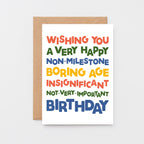 Birthday Card by SixElevenCreations. Reads Wishing you a very happy non-milestone boring age insignificant not-very-important birthday. Product Code SE0701A6