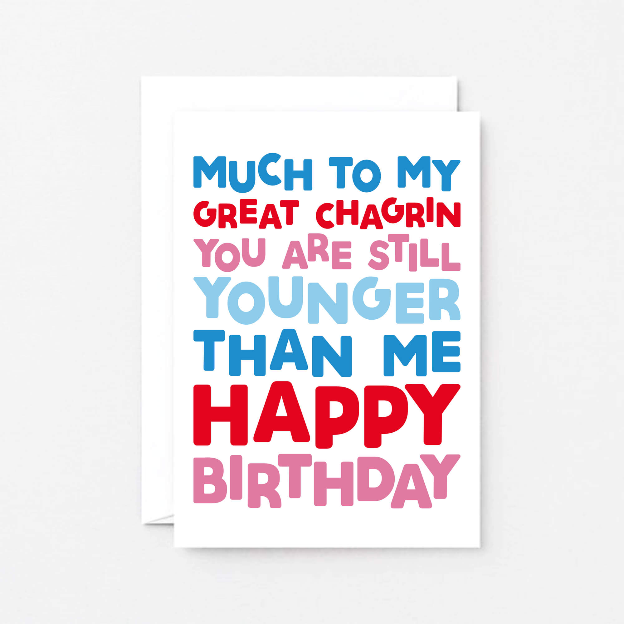 Birthday Card by SixElevenCreations. Reads Much to my great chagrin you are still younger than me. Happy birthday. Product Code SE0702A6
