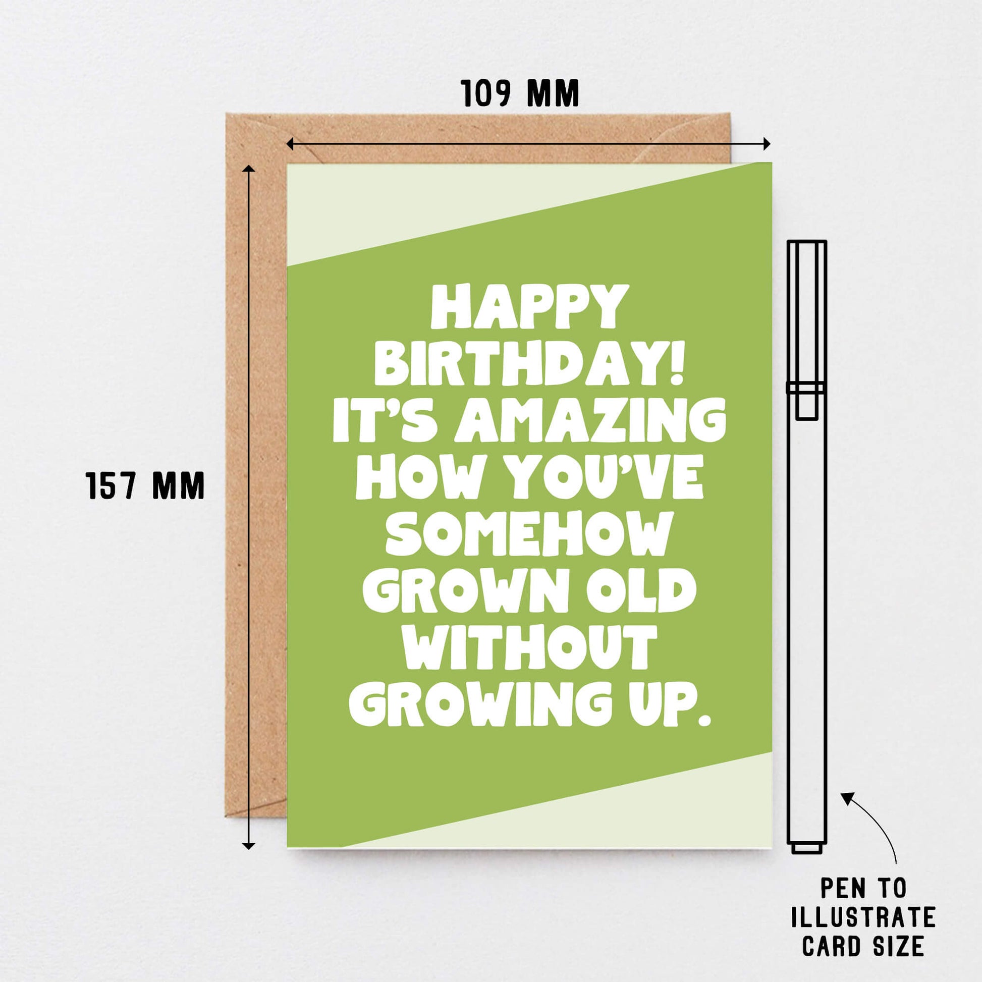 Birthday Card by SixElevenCreations. Reads Happy birthday! It's amazing how you've somehow grown old without growing up. Product Code SE3063A6