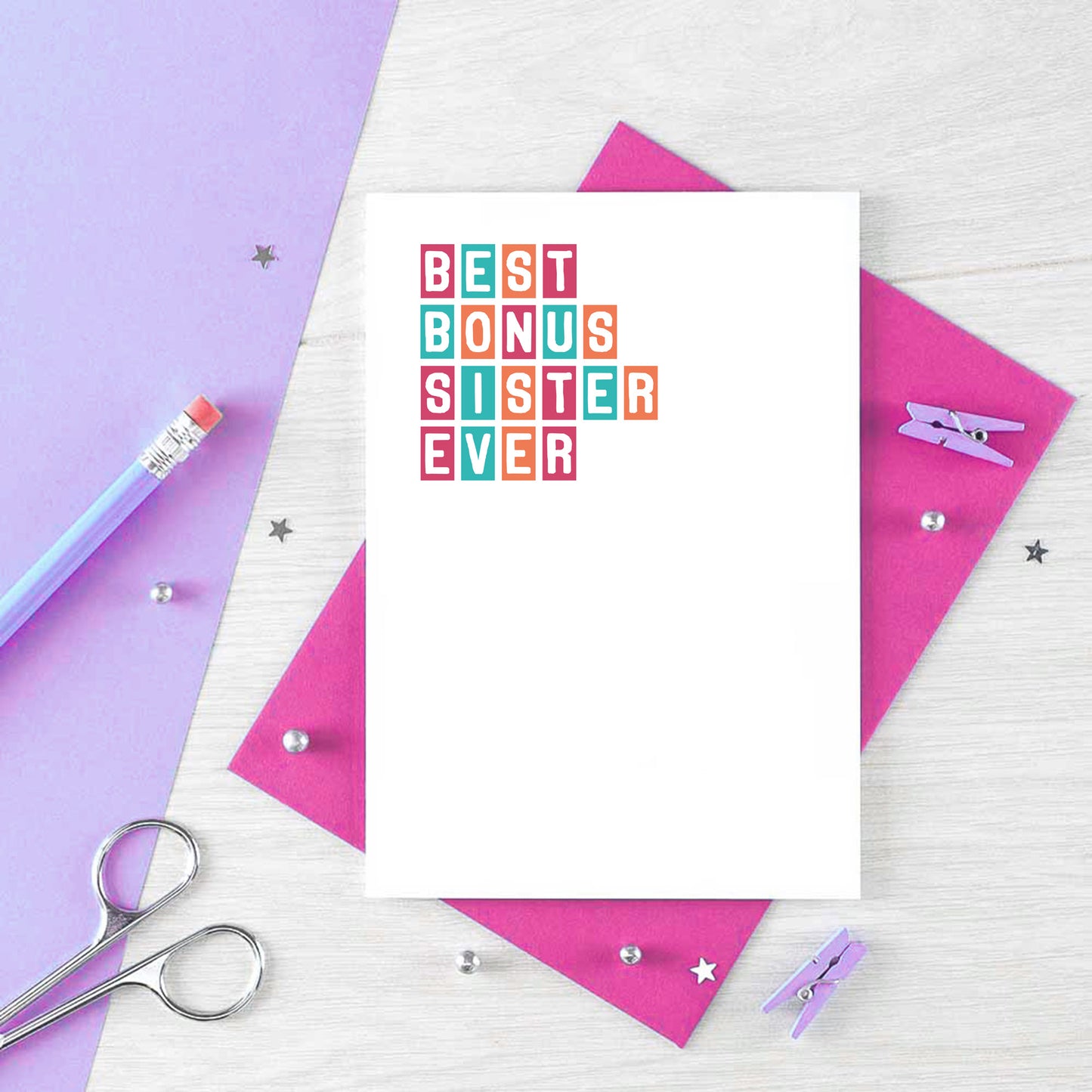 Best Bonus Sister Ever Card by SixElevenCreations. Product Code SE0306A6
