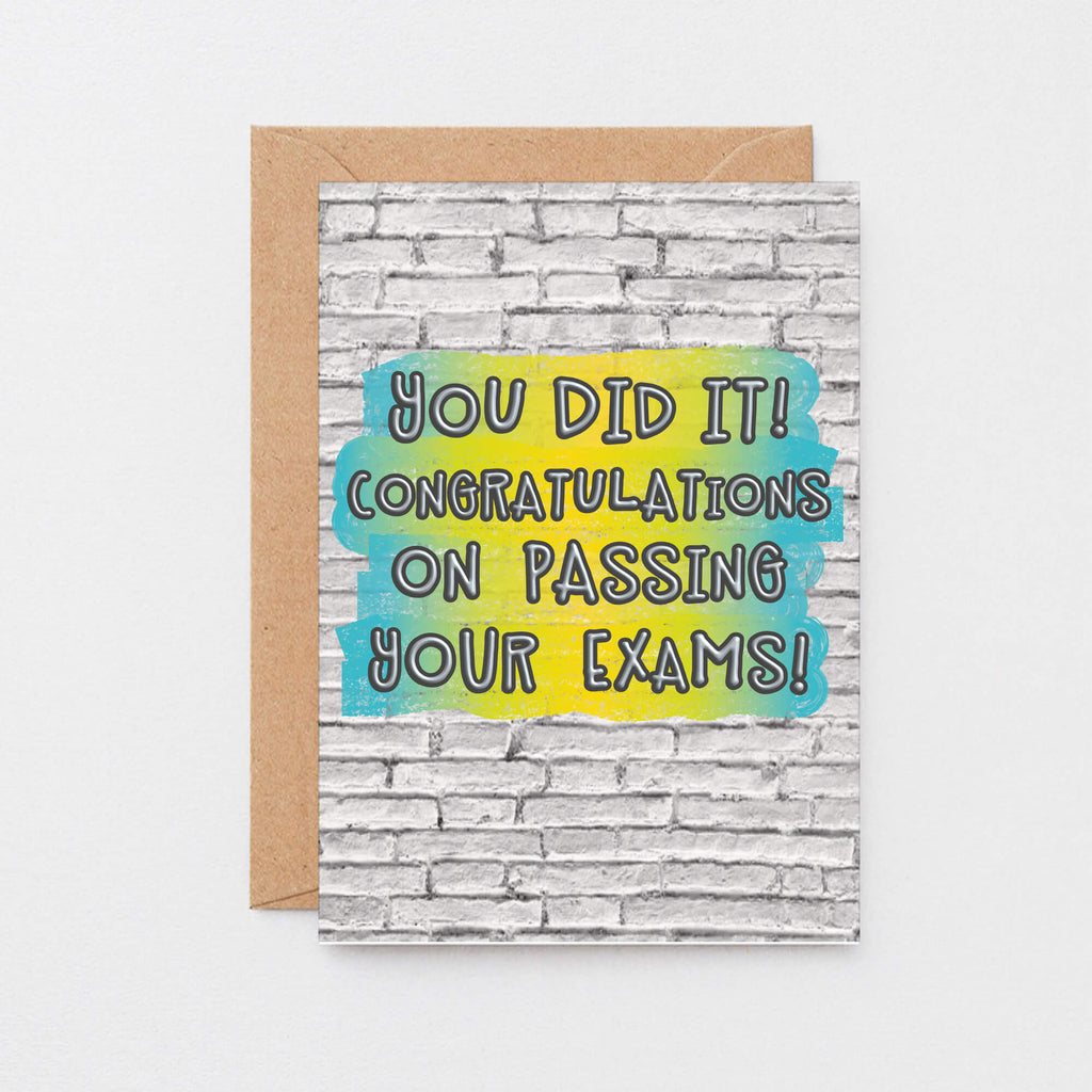 Exam Congratulations Card by SixElevenCreations. Reads You did it! Congratulations on passing your exams! Product Code SE3606A6