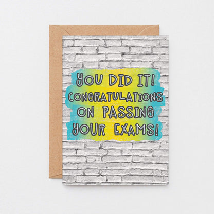 Exam Congratulations Card by SixElevenCreations. Reads You did it! Congratulations on passing your exams! Product Code SE3606A6