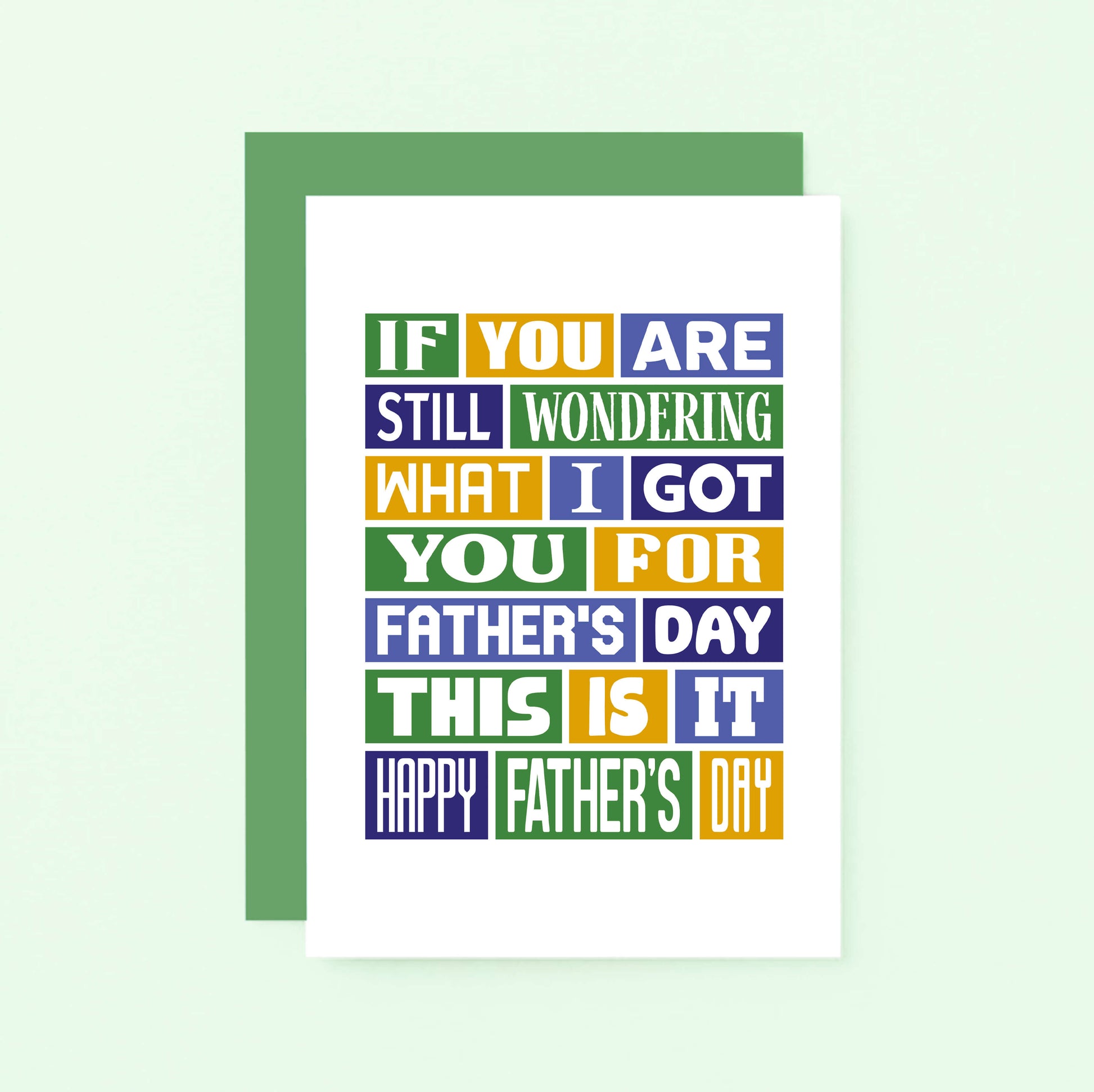 Father's Day Card by SixElevenCreations. Reads If you are still wondering what I got you for Father's Day this is it. Happy Father's Day. Product Code SEF0014A6