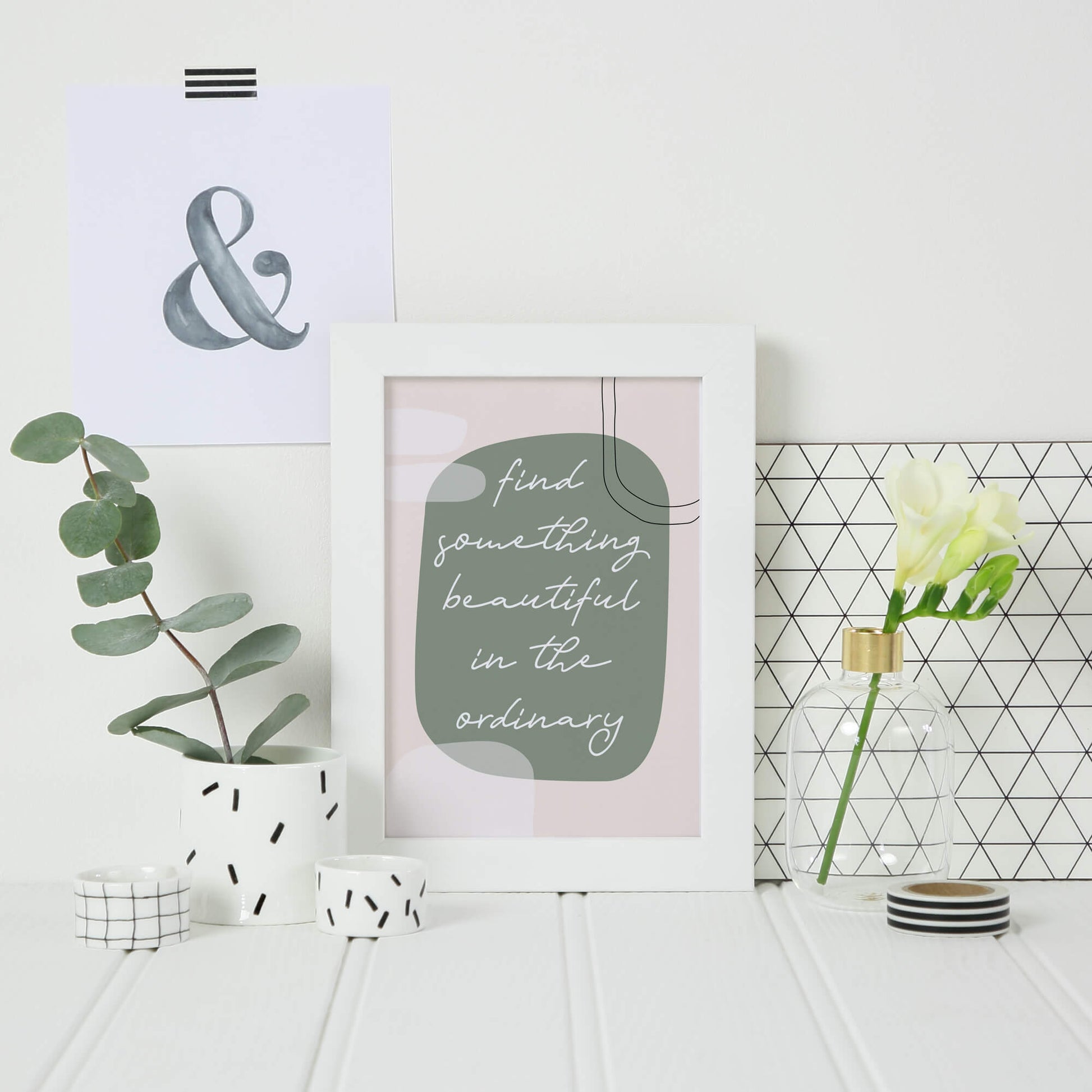 Trendy Wall Art by SixElevenCreations. Quote reads Find Something Beautiful In The Ordinary. Product Code SEP0452