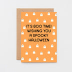 Halloween Card by SixElevenCreations. Reads It's boo time! Wishing you a spooky Halloween. Product Code SEH0017A6
