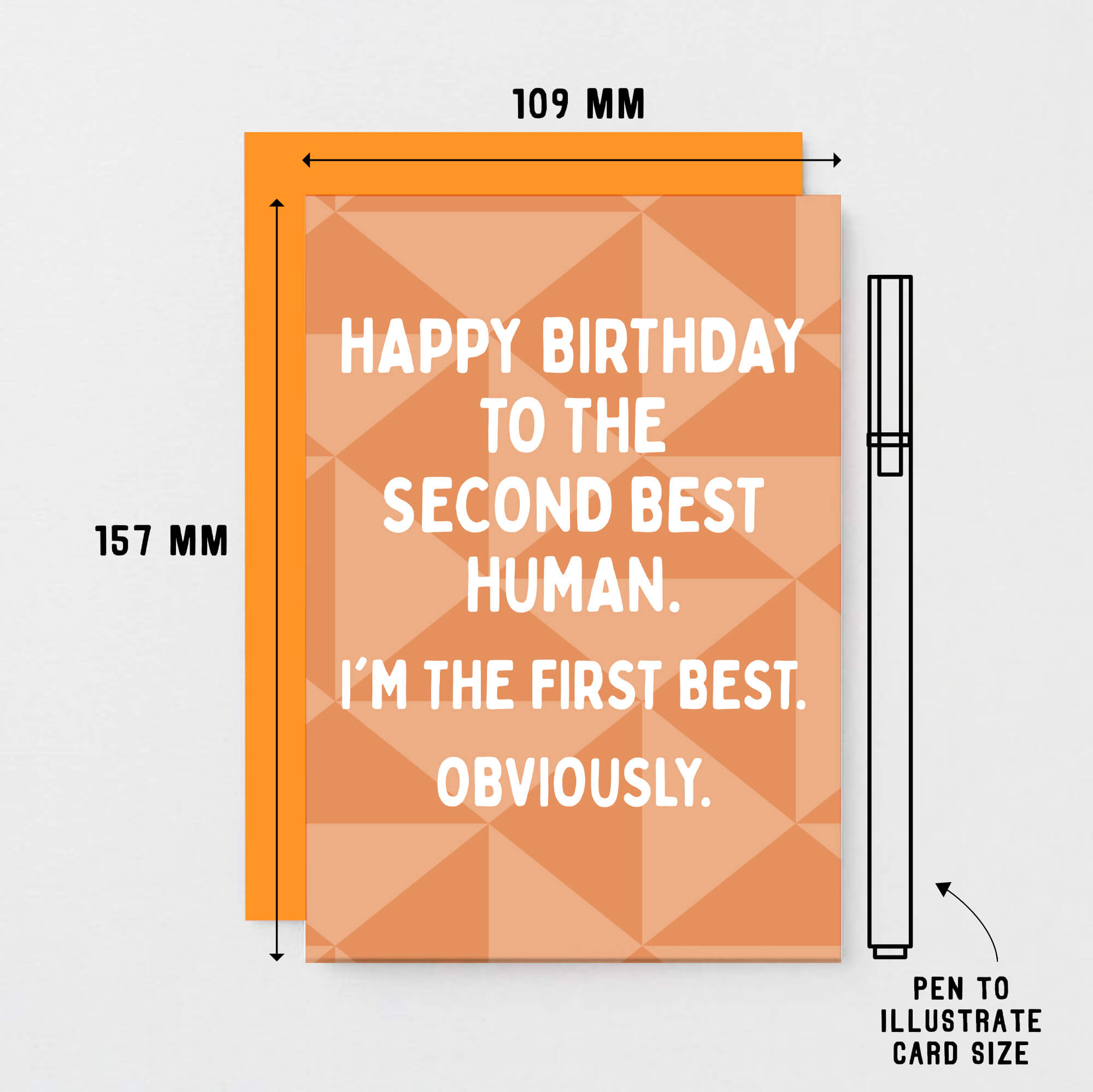Birthday Card by SixElevenCreations. Reads Happy birthday to the second best human. I'm the first best. Obviously. Product Code SE1601A6