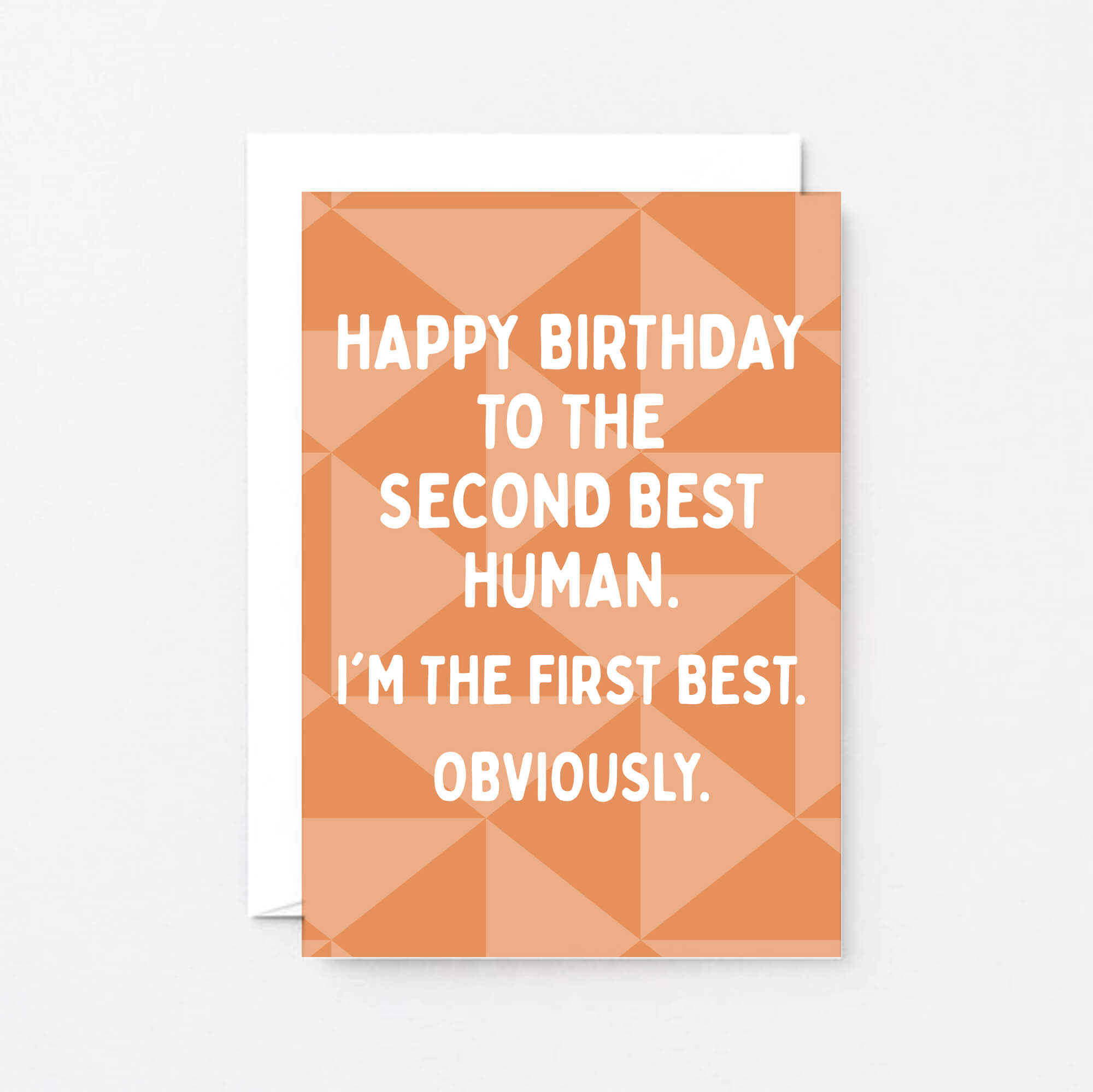 Birthday Card by SixElevenCreations. Reads Happy birthday to the second best human. I'm the first best. Obviously. Product Code SE1601A6