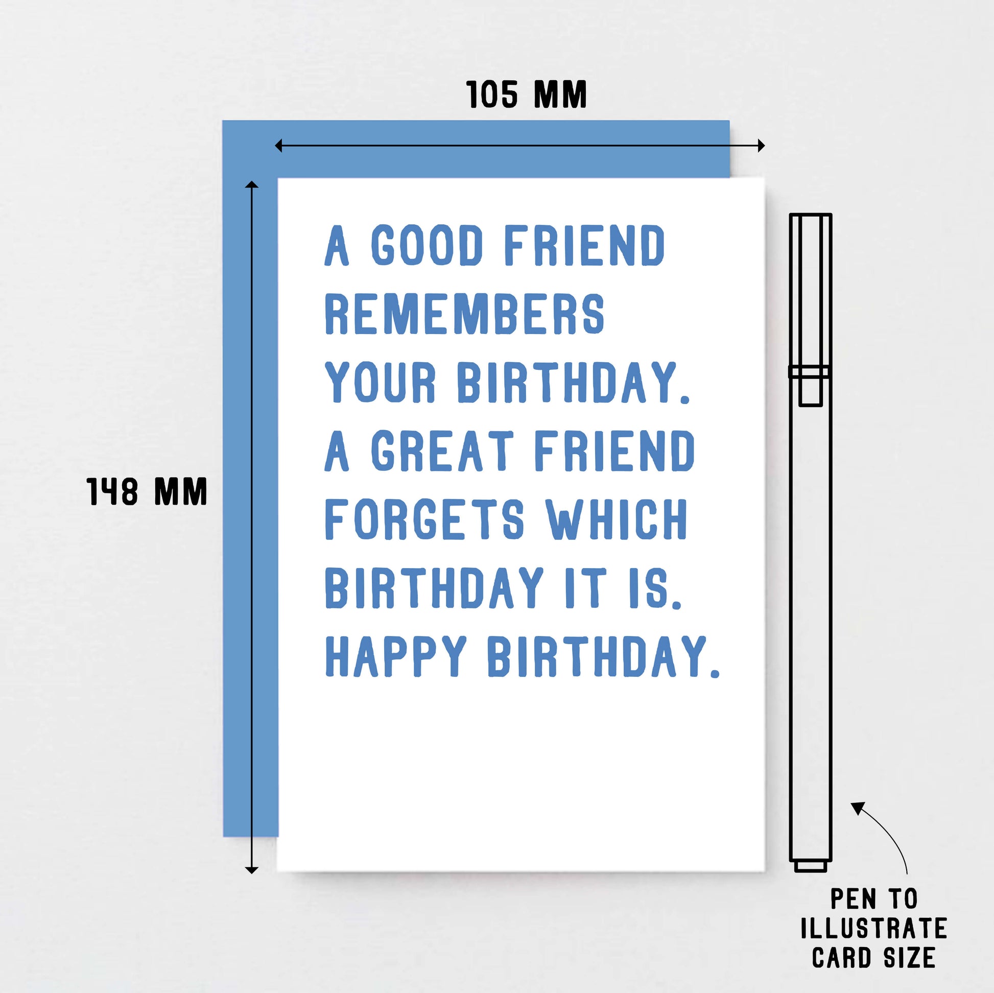 Birthday Card by SixElevenCreations. Reads A good friend remembers your birthday. A great friend forgets which birthday it is. Happy birthday. Product Code SE2002A6