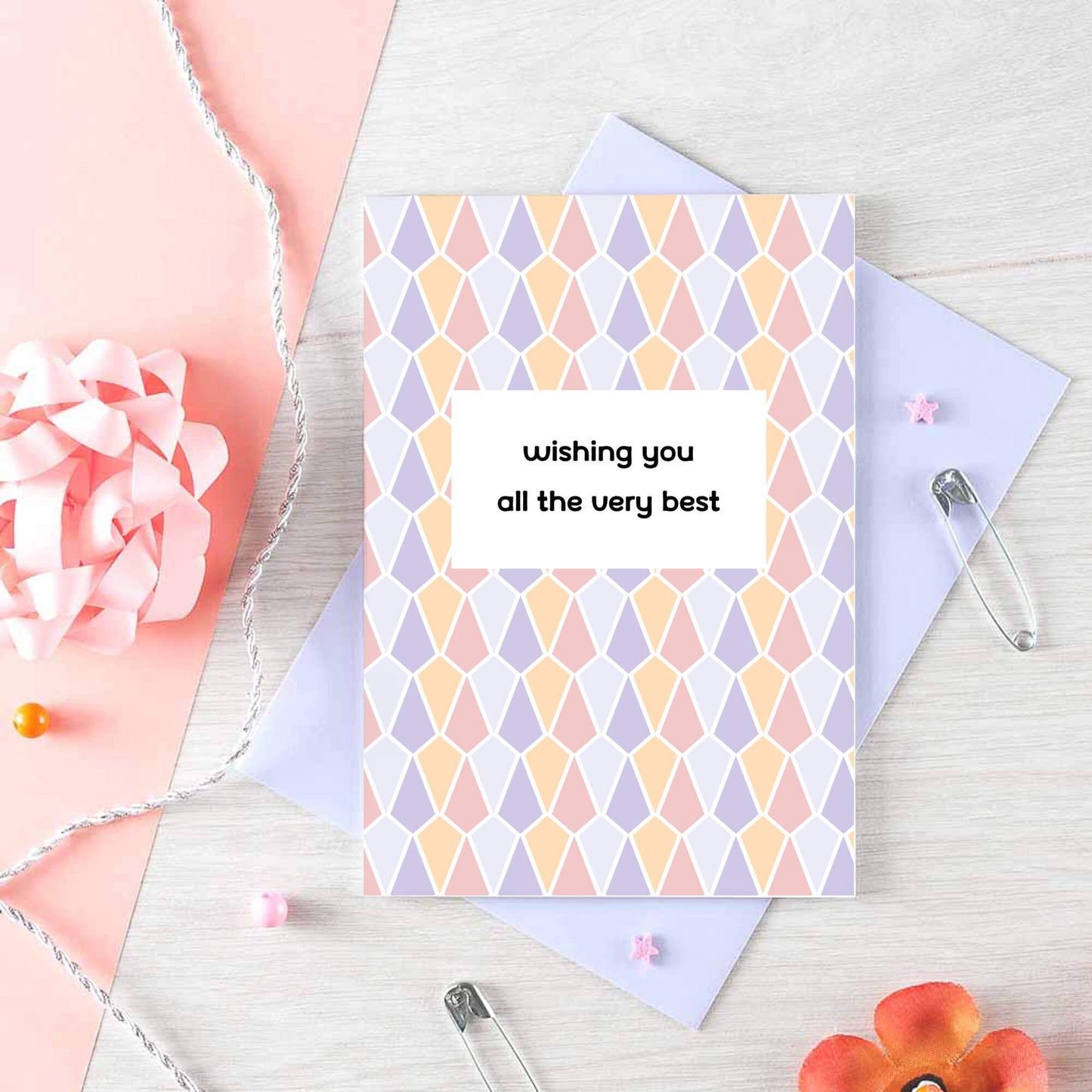 Good Luck Card by SixElevenCreations. Reads Wishing you all the very best. Product Code SE3507A6