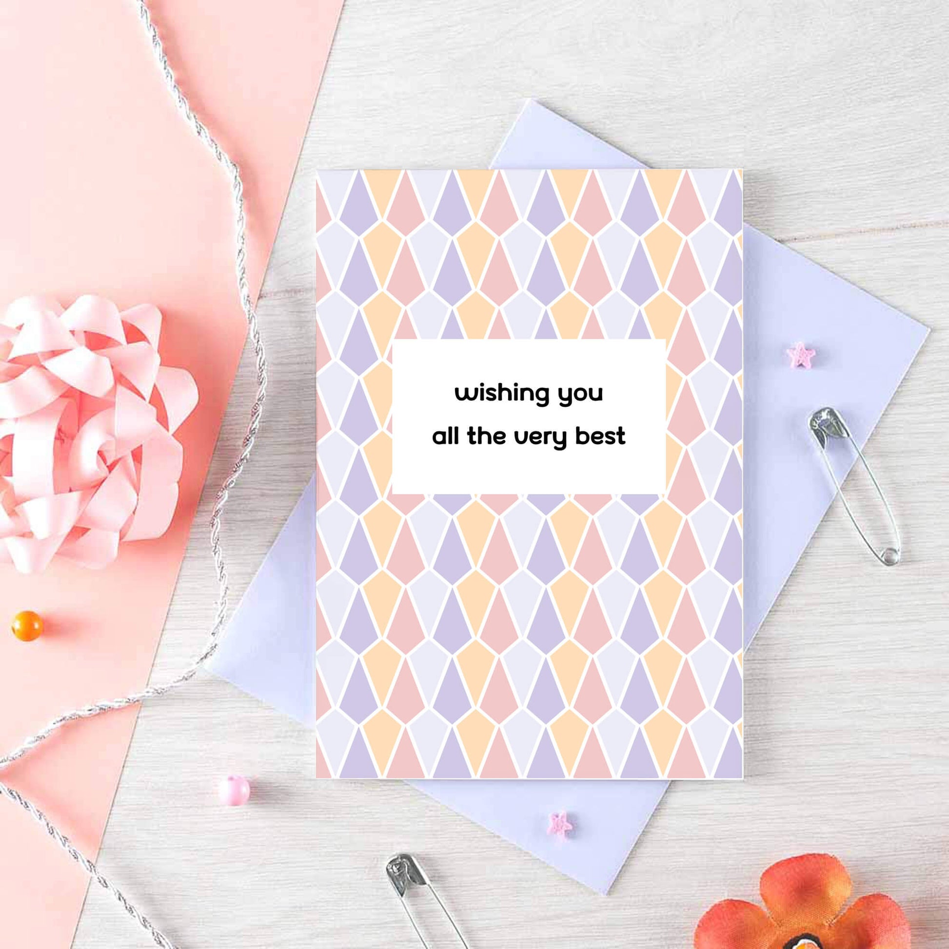 Good Luck Card by SixElevenCreations. Reads Wishing you all the very best. Product Code SE3507A6