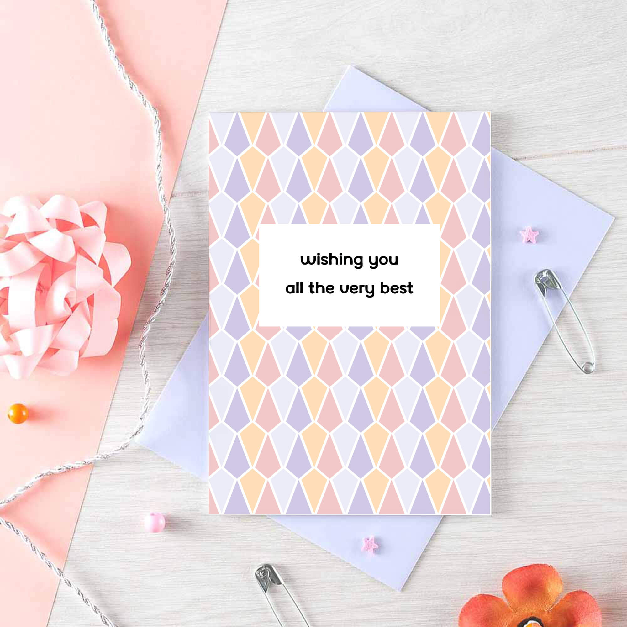 Good Luck Card by SixElevenCreations. Reads Wishing you all the very best. Product Code SE3507A6