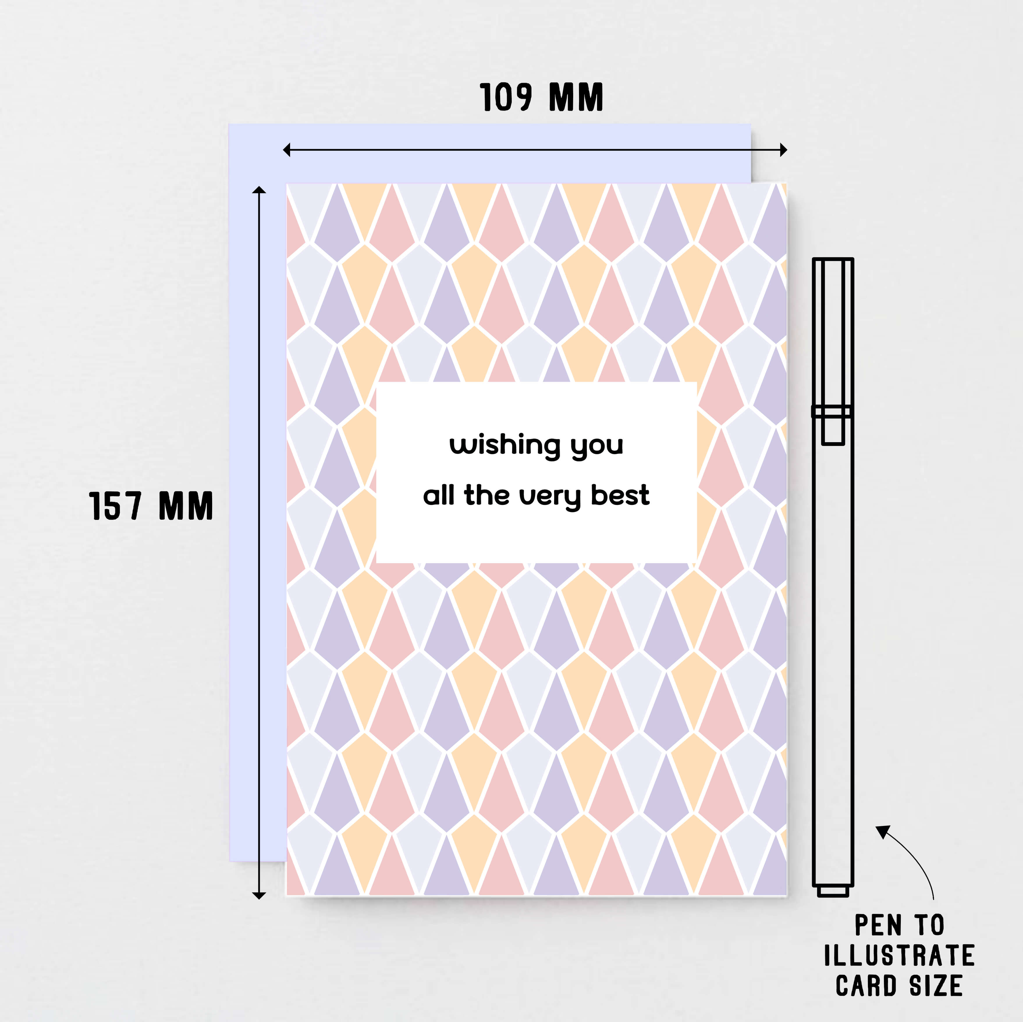 Good Luck Card by SixElevenCreations. Reads Wishing you all the very best. Product Code SE3507A6
