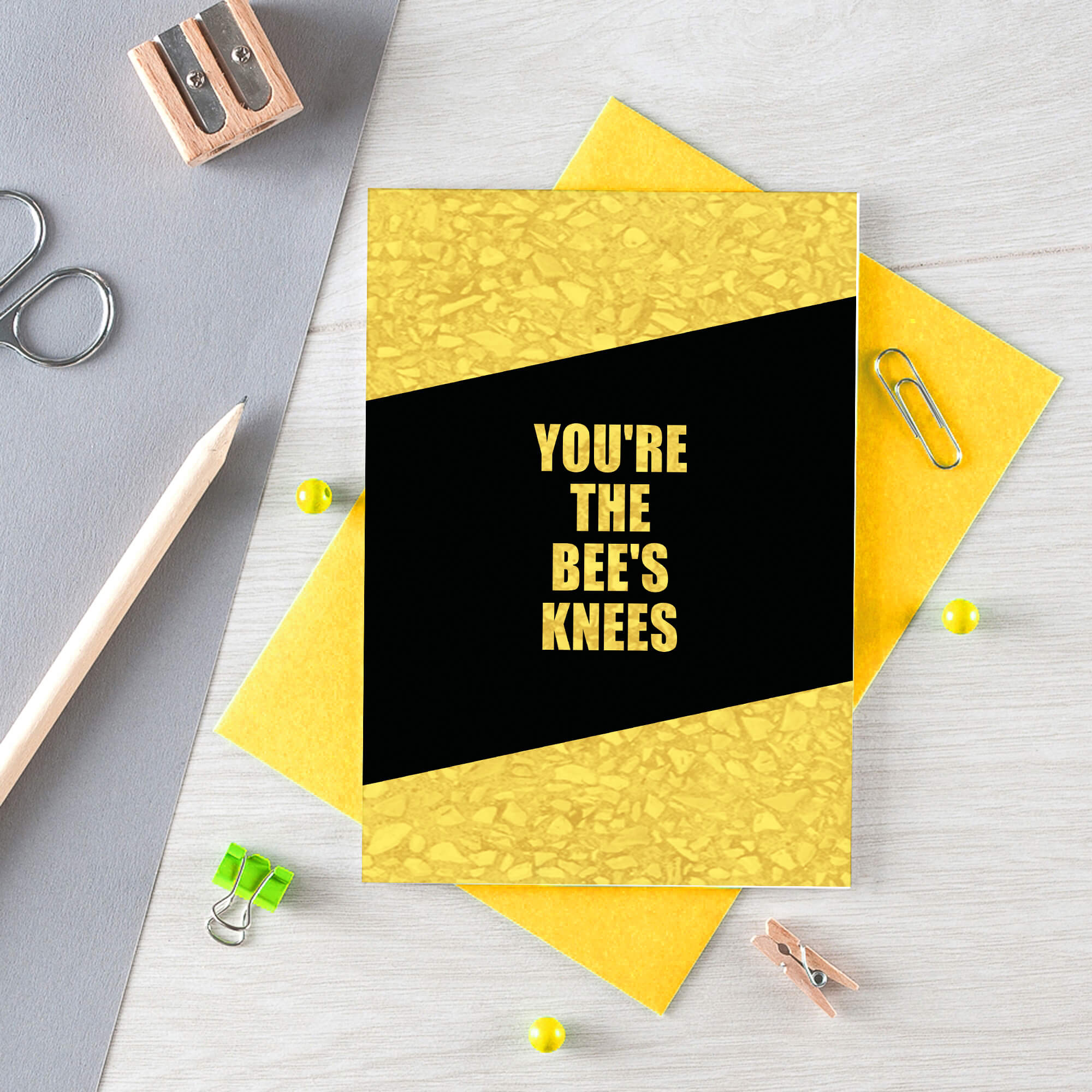 Friendship Card by SixElevenCreations. Reads You're The Bee's Knees. Product Code SE0859A6