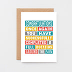 Birthday Card by SixElevenCreations. Reads Congratulations Once again you have successfully completed a full rotation around the sun. Product Code SE0050A6