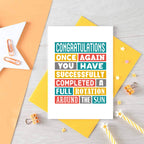 Birthday Card by SixElevenCreations. Reads Congratulations Once again you have successfully completed a full rotation around the sun. Product Code SE0050A6