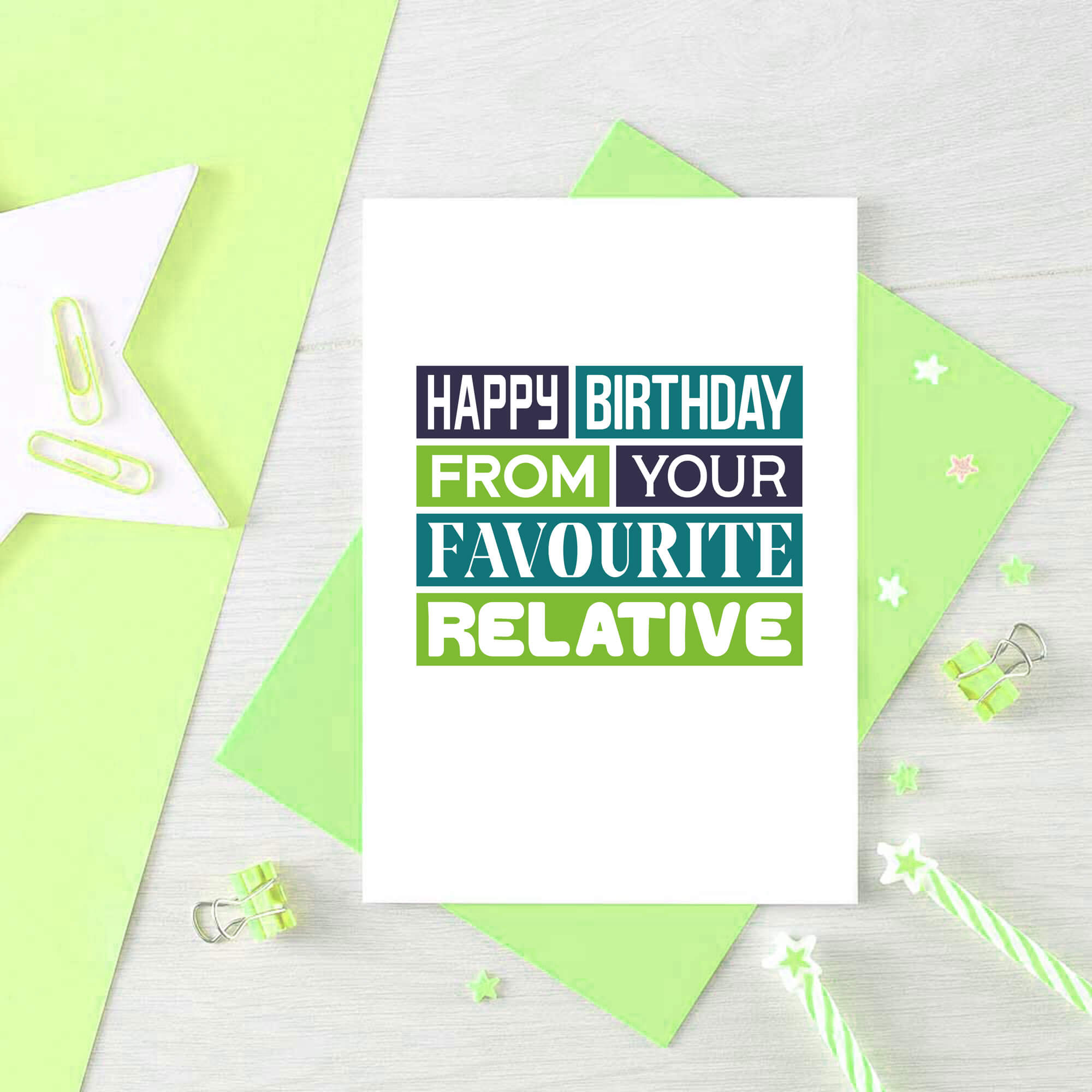 Birthday Card by SixElevenCreations. Reads Happy birthday from your favourite relative. Product Code SE0349A6