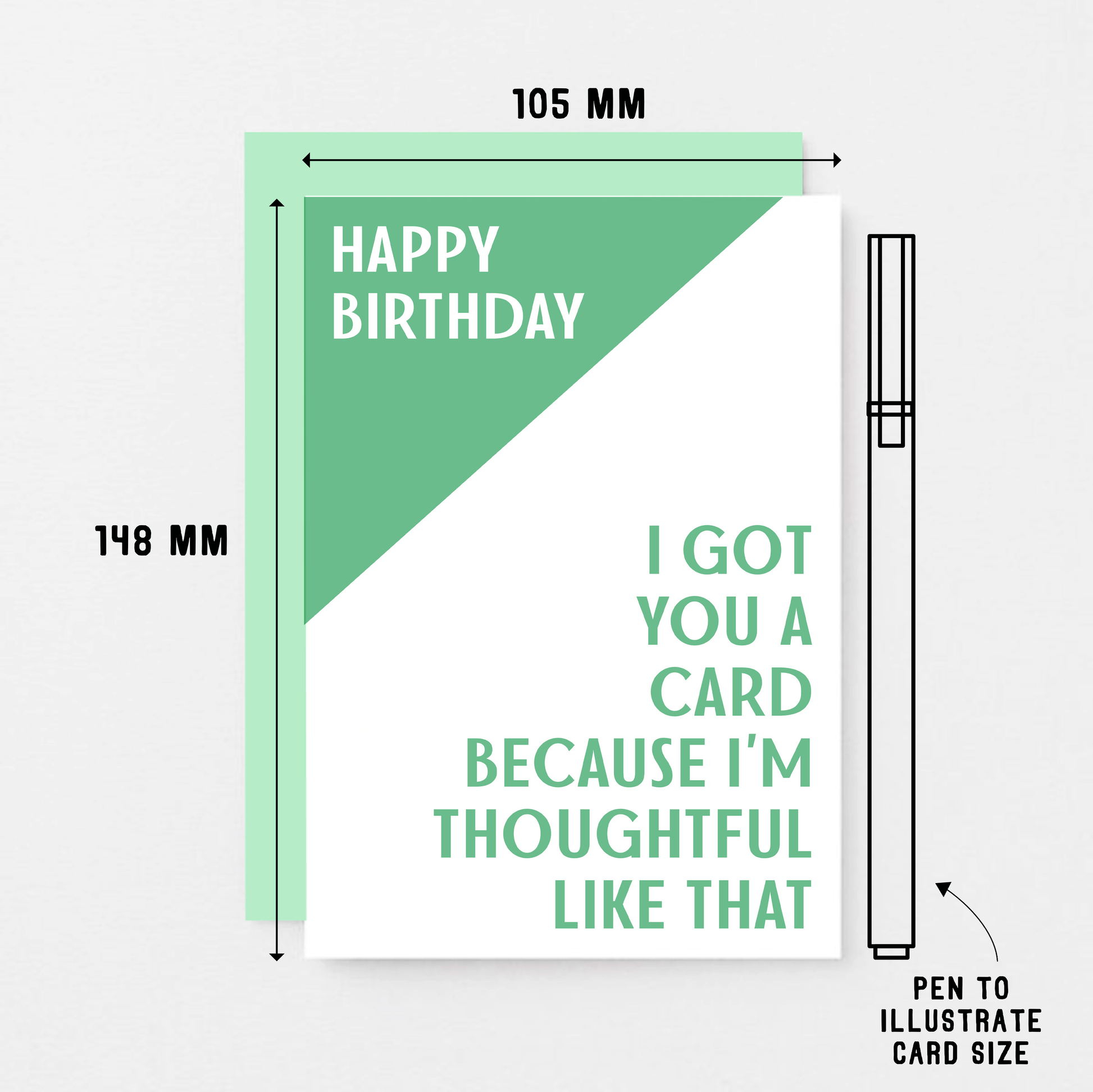 Birthday Card by SixElevenCreations. Reads Happy Birthday. I got you a card because I'm thoughtful like that. Product Code SE3003A6