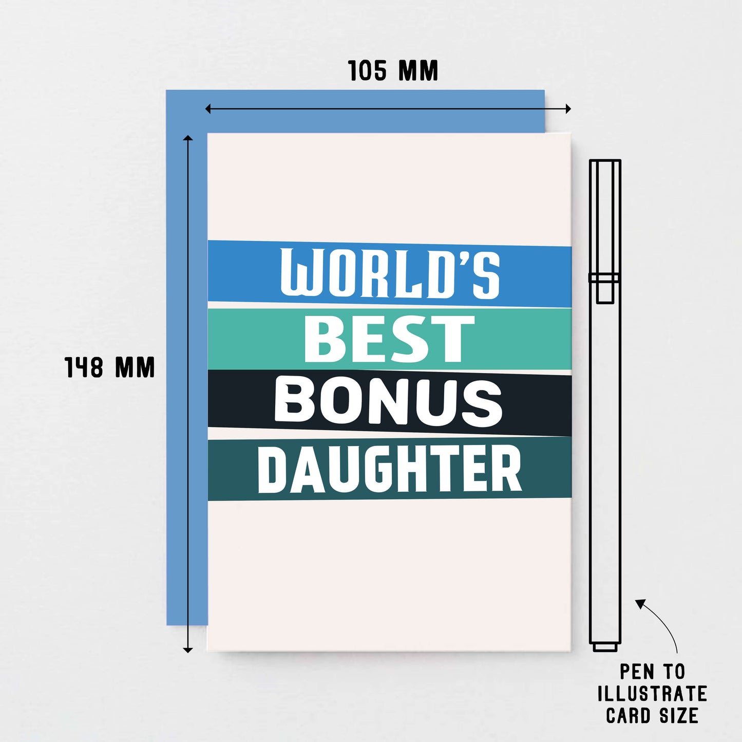 Bonus Daughter Card by SixElevenCreations. Reads World's best bonus daughter. Product Code SE0510A6