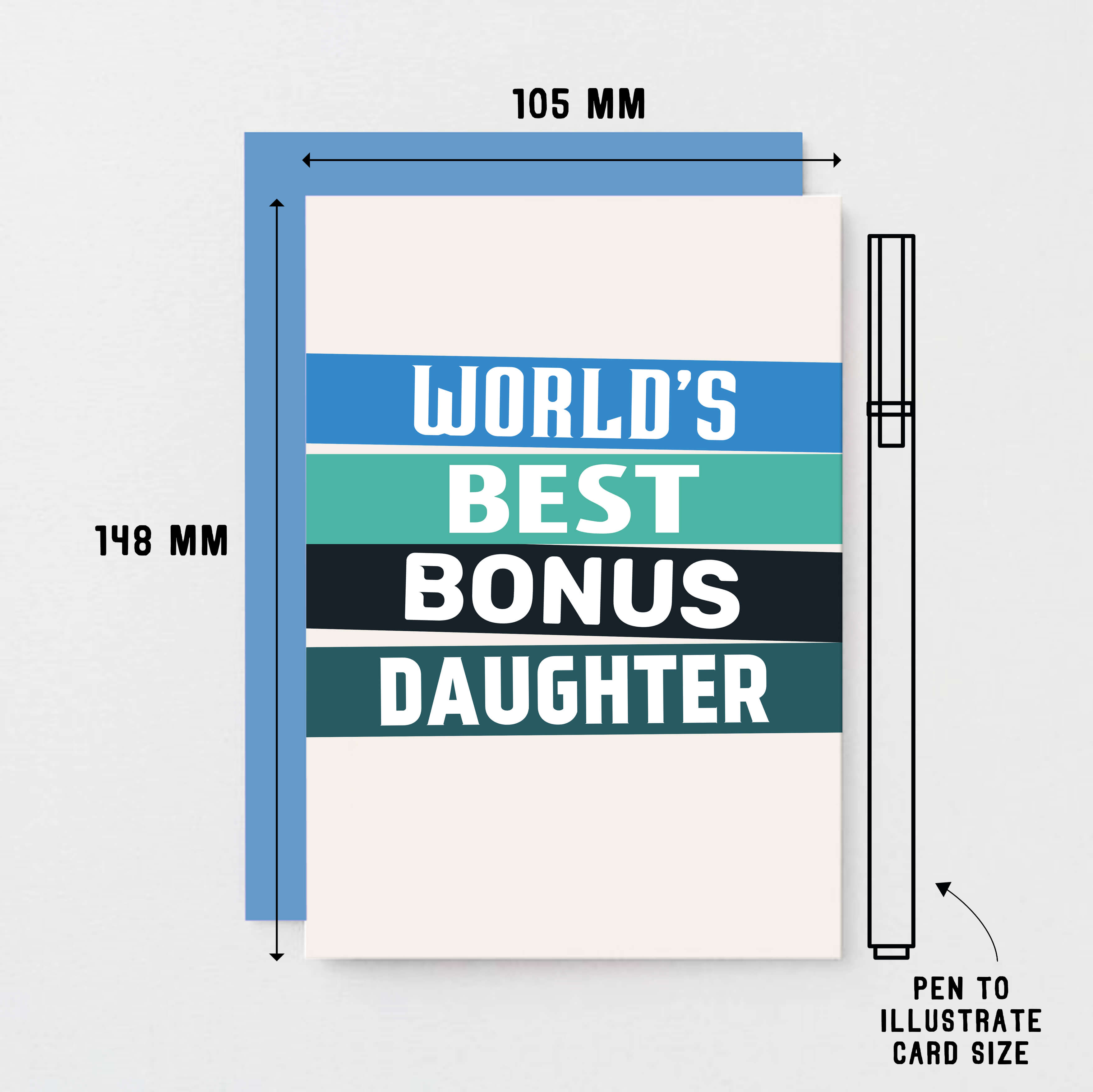 Bonus Daughter Card by SixElevenCreations. Reads World's best bonus daughter. Product Code SE0510A6