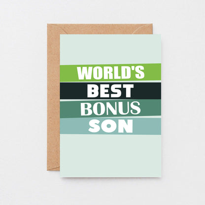 Bonus Son Card by SixElevenCreations. Reads World's best bonus son. Product Code SE0509A6