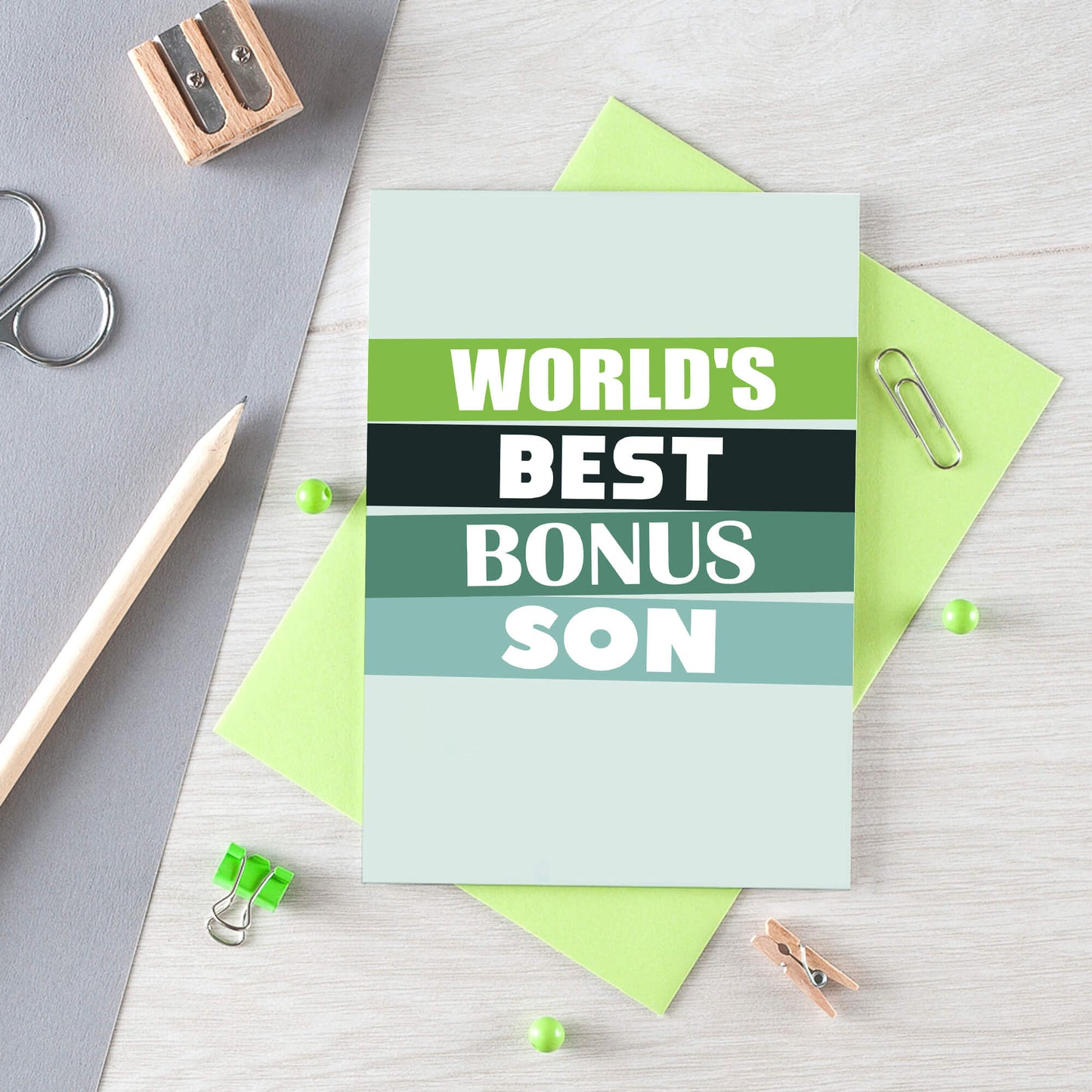 Bonus Son Card by SixElevenCreations. Reads World's best bonus son. Product Code SE0509A6