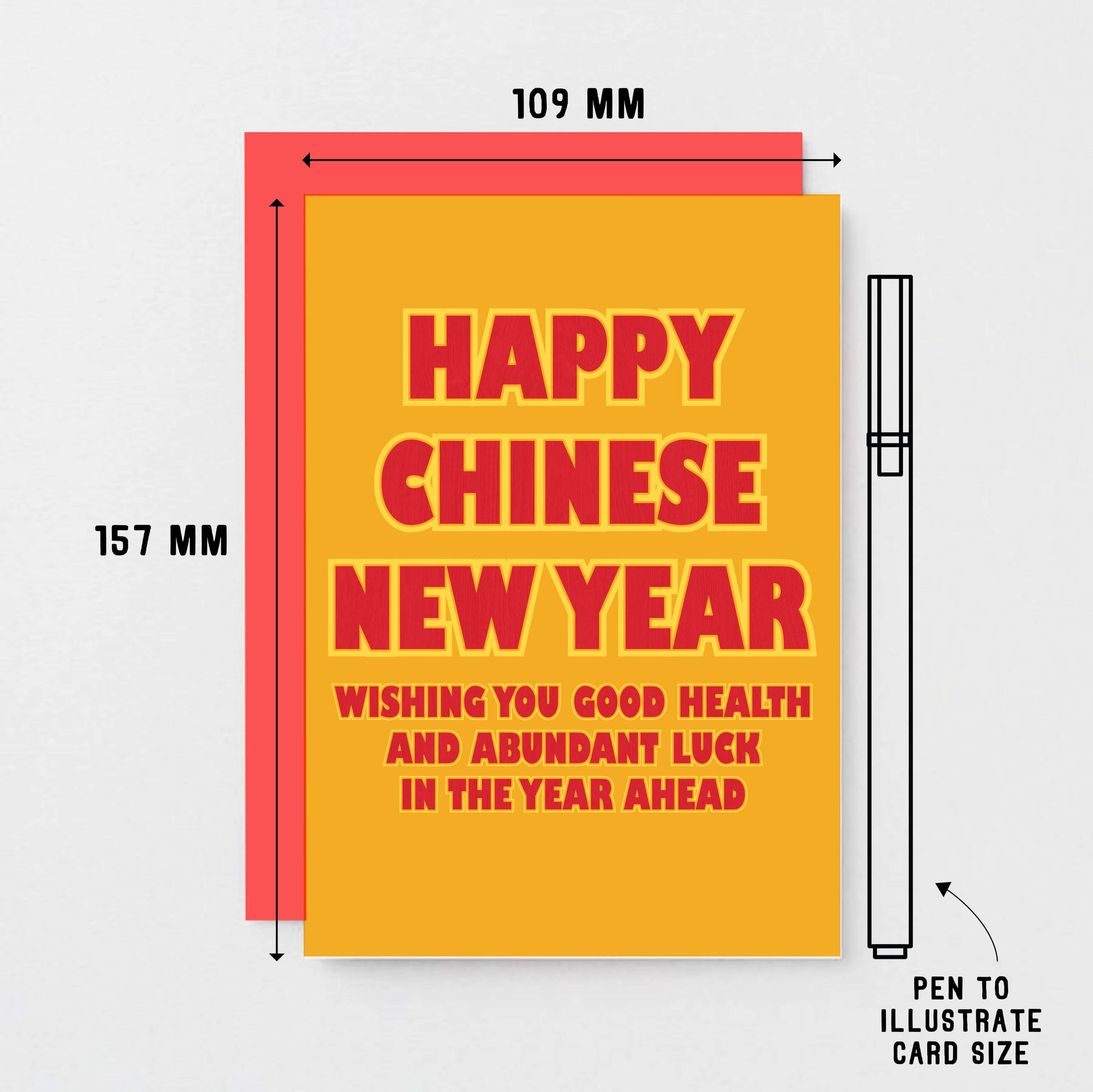Chinese New Year Card by SixElevenCreations. Reads Happy Chinese New Year. Wishing you good health and abundant luck in the year ahead. Product Code SEH0016A6
