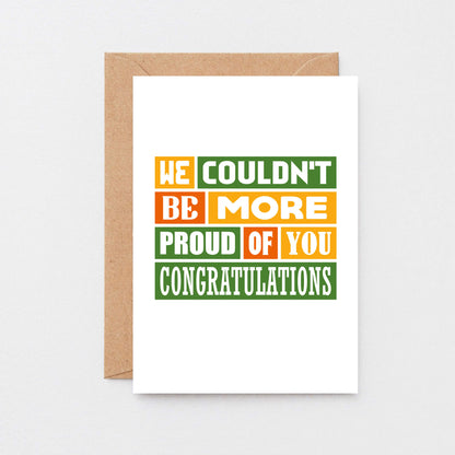 Congratulations Card by SixElevenCreations. Reads We couldn't be more proud of you. Congratulations. Product Code SE0346A5