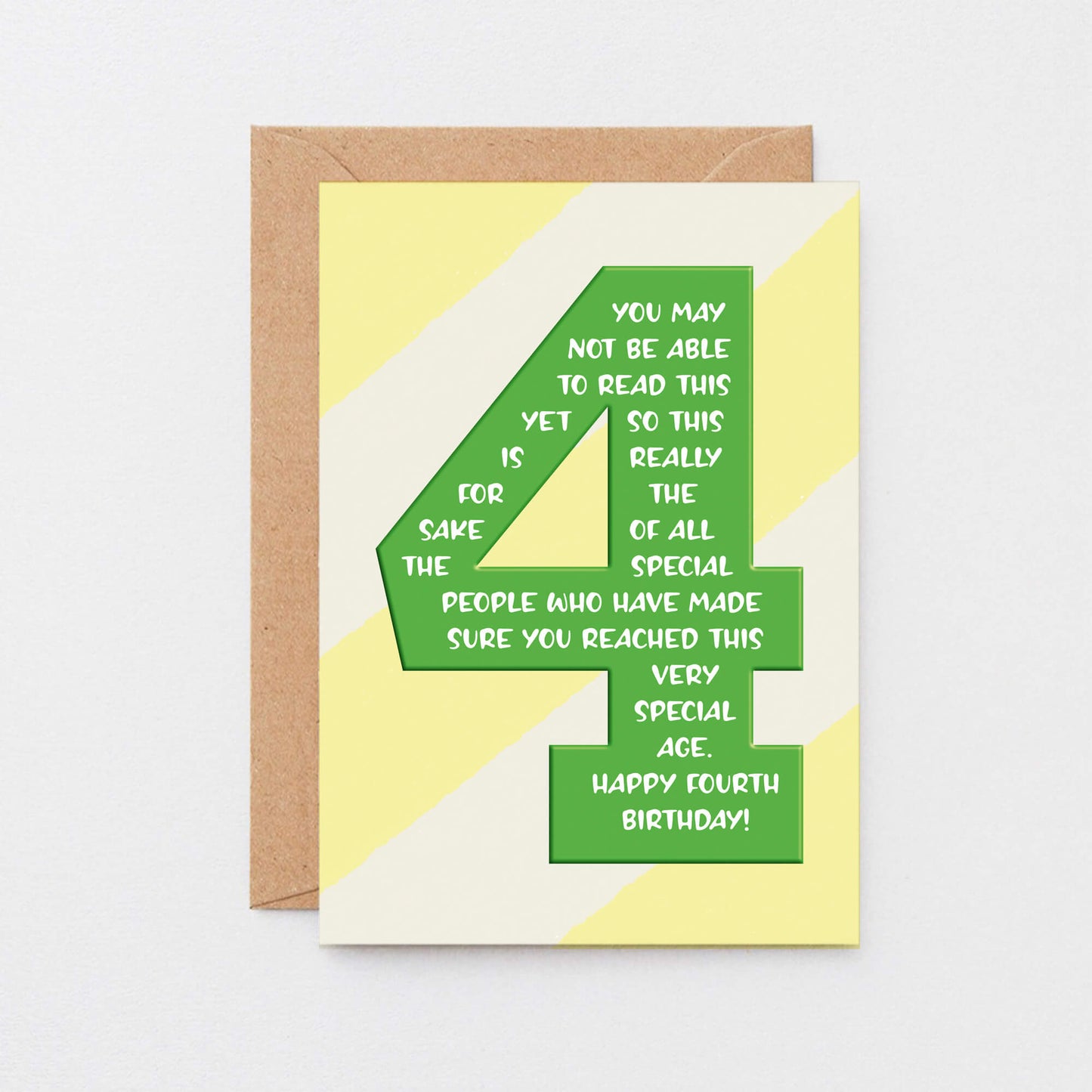 4th Birthday Card by SixElevenCreations. You may not be able to read this yet so this is really for the sake of all the special people who have made sure you reached this very special age. Happy Fourth Birthday! Product Code SE6004A6