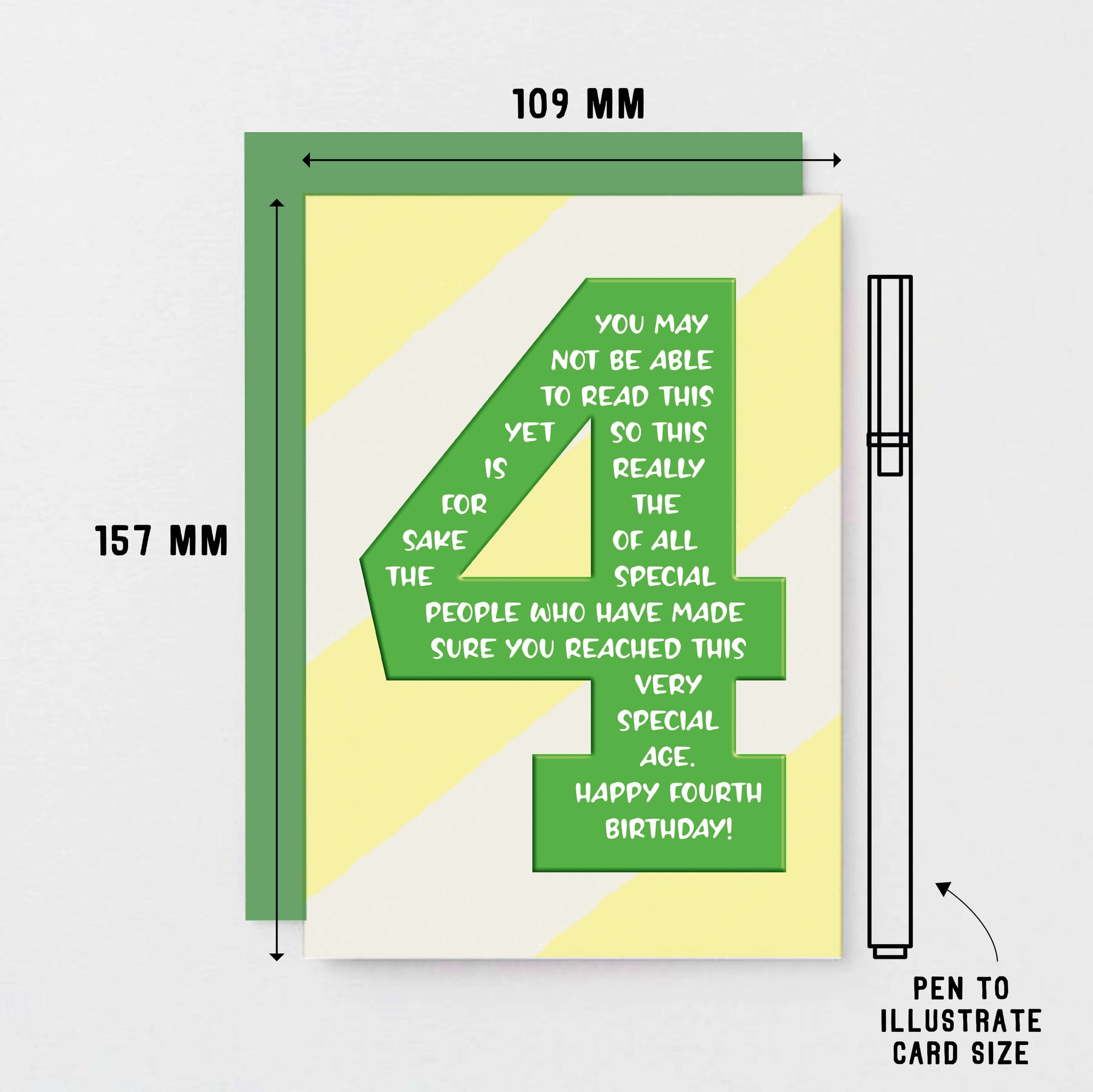 4th Birthday Card by SixElevenCreations. You may not be able to read this yet so this is really for the sake of all the special people who have made sure you reached this very special age. Happy Fourth Birthday! Product Code SE6004A6